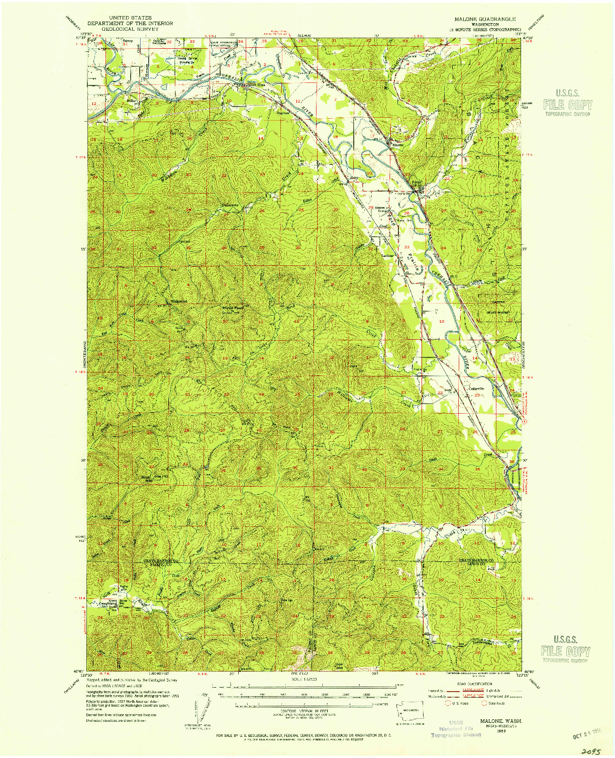 USGS 1:62500-SCALE QUADRANGLE FOR MALONE, WA 1953