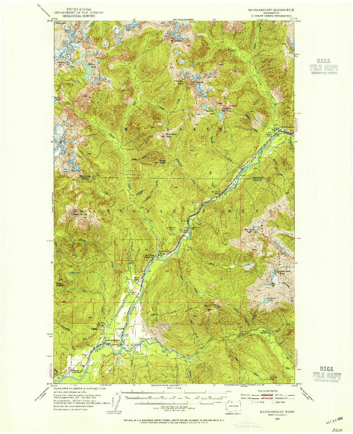 USGS 1:62500-SCALE QUADRANGLE FOR MARBLEMOUNT, WA 1953