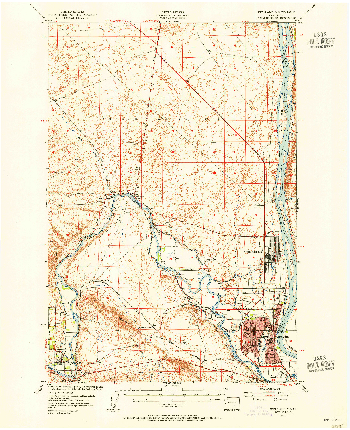 USGS 1:62500-SCALE QUADRANGLE FOR RICHLAND, WA 1951