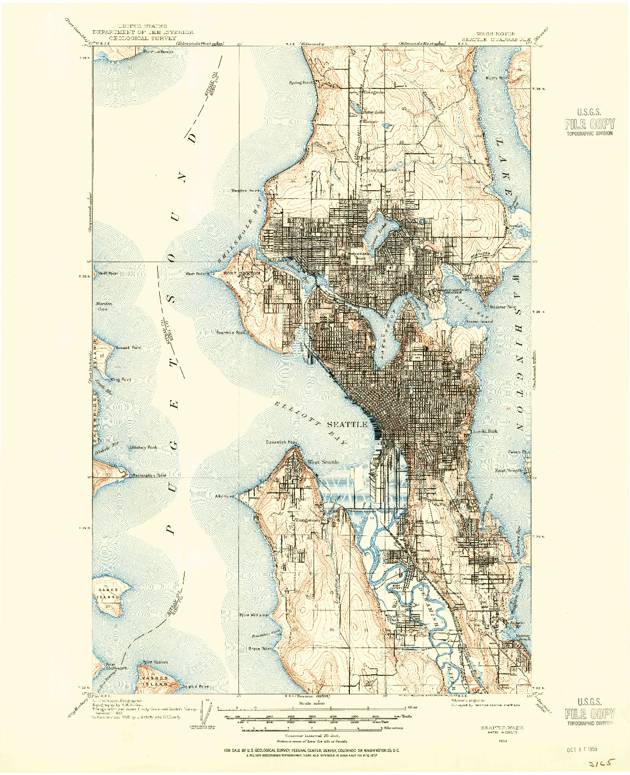 USGS 1:62500-SCALE QUADRANGLE FOR SEATTLE, WA 1908