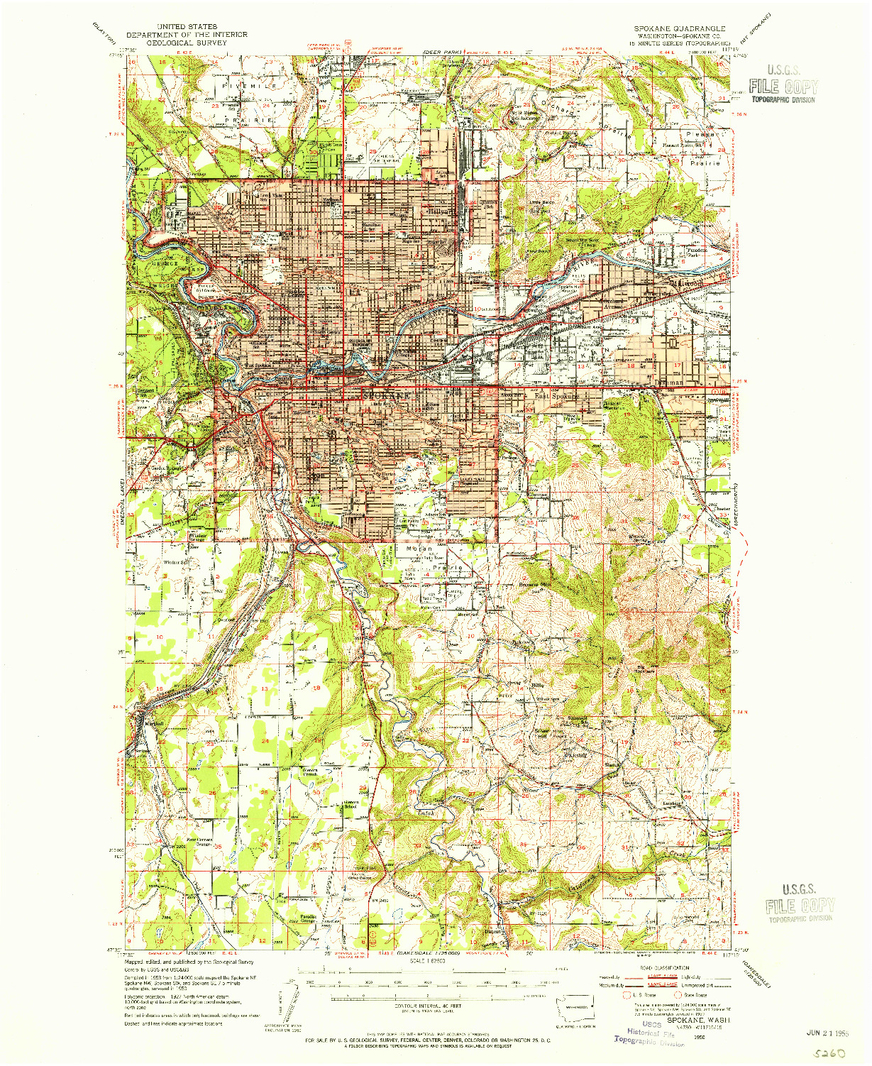 USGS 1:62500-SCALE QUADRANGLE FOR SPOKANE, WA 1950