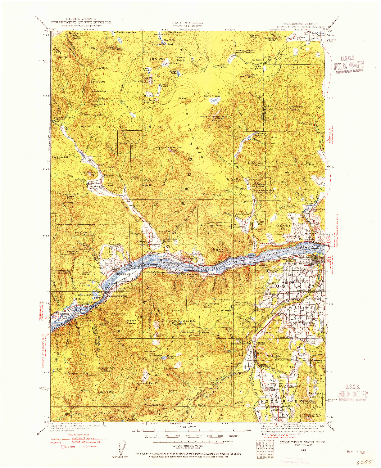 USGS 1:125000-SCALE QUADRANGLE FOR HOOD RIVER, WA 1926