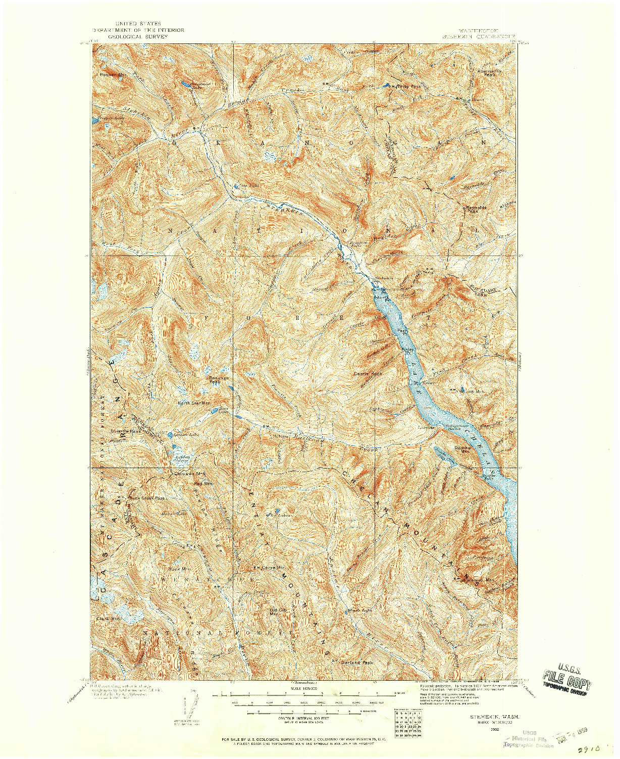 USGS 1:125000-SCALE QUADRANGLE FOR STEHEKIN, WA 1902