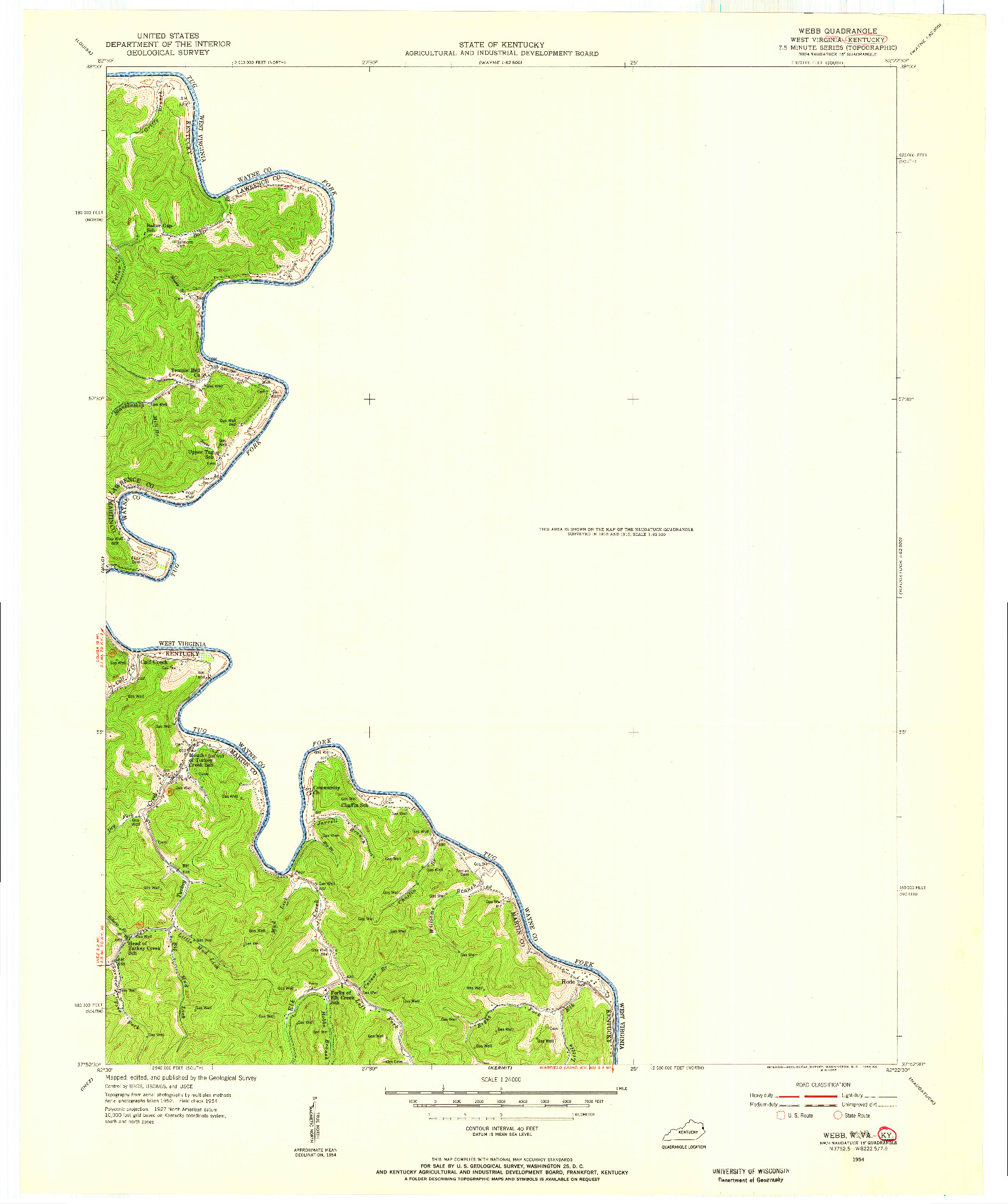 USGS 1:24000-SCALE QUADRANGLE FOR WEBB, WV 1954