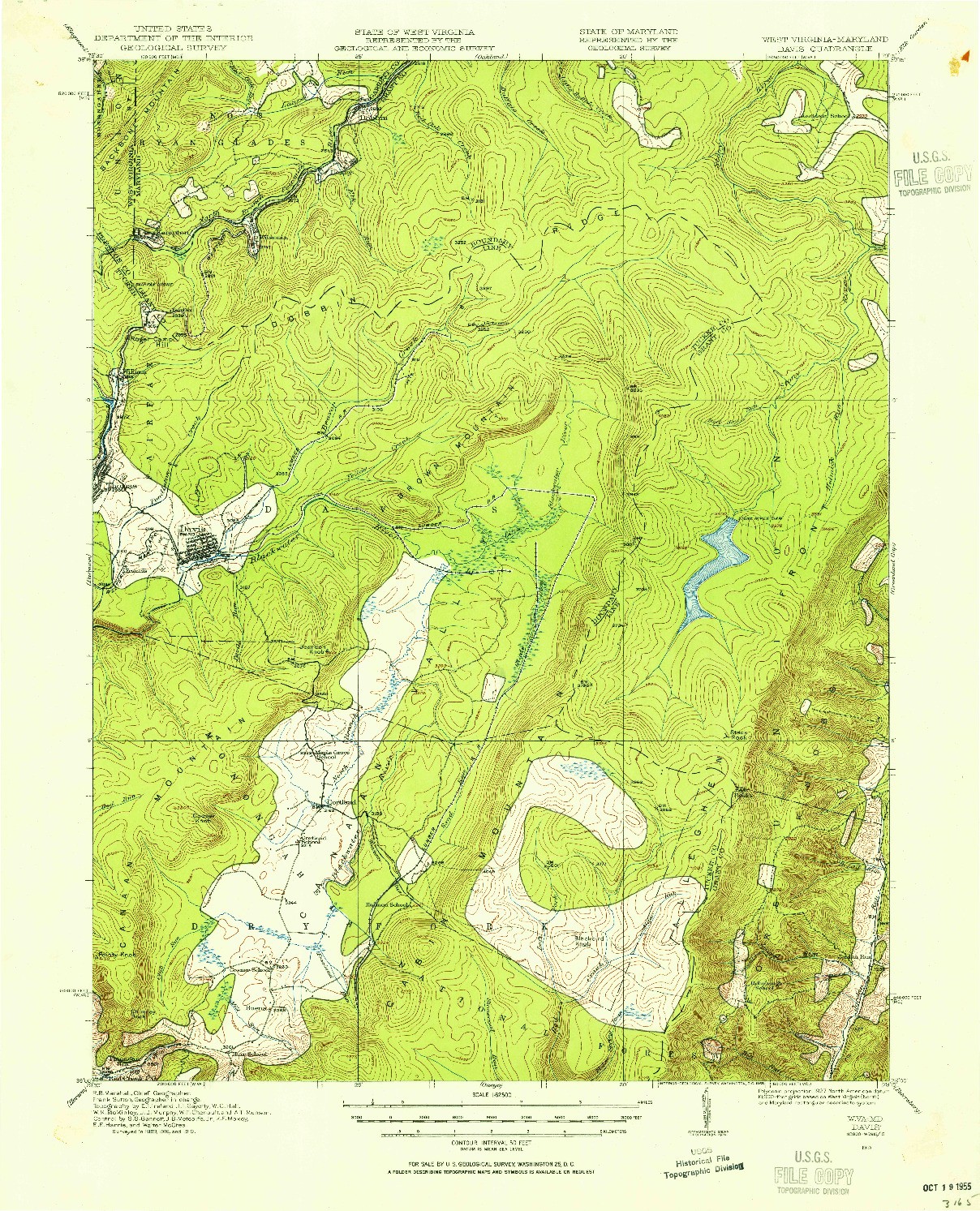 USGS 1:62500-SCALE QUADRANGLE FOR DAVIS, WV 1919