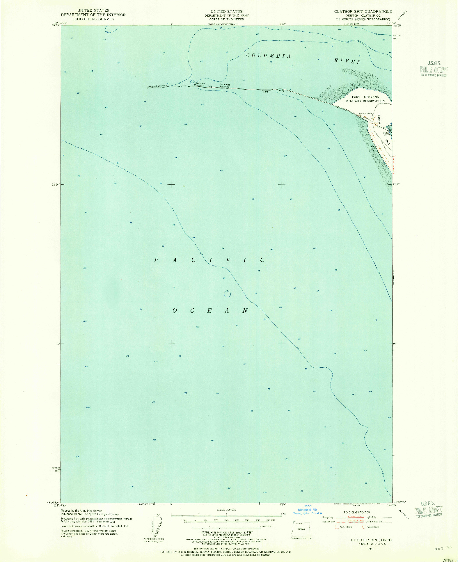 USGS 1:24000-SCALE QUADRANGLE FOR CLATSOP SPIT, OR 1951