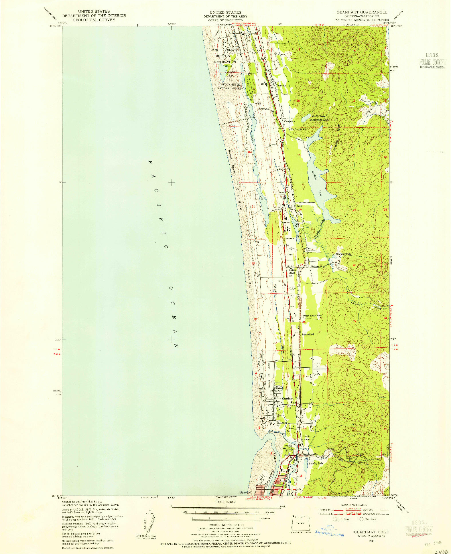 USGS 1:24000-SCALE QUADRANGLE FOR GEARHART, OR 1949