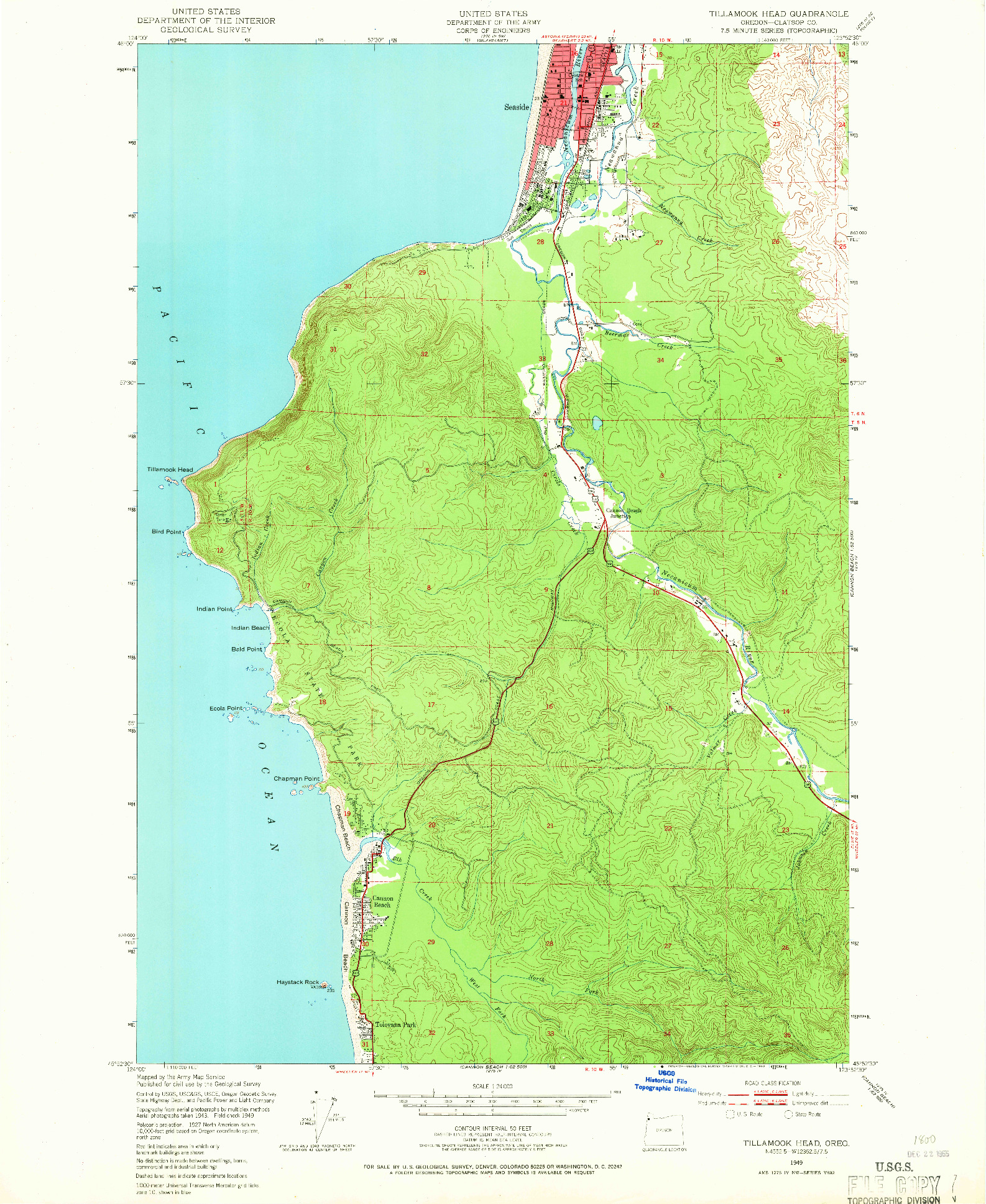 USGS 1:24000-SCALE QUADRANGLE FOR TILLAMOOK HEAD, OR 1949