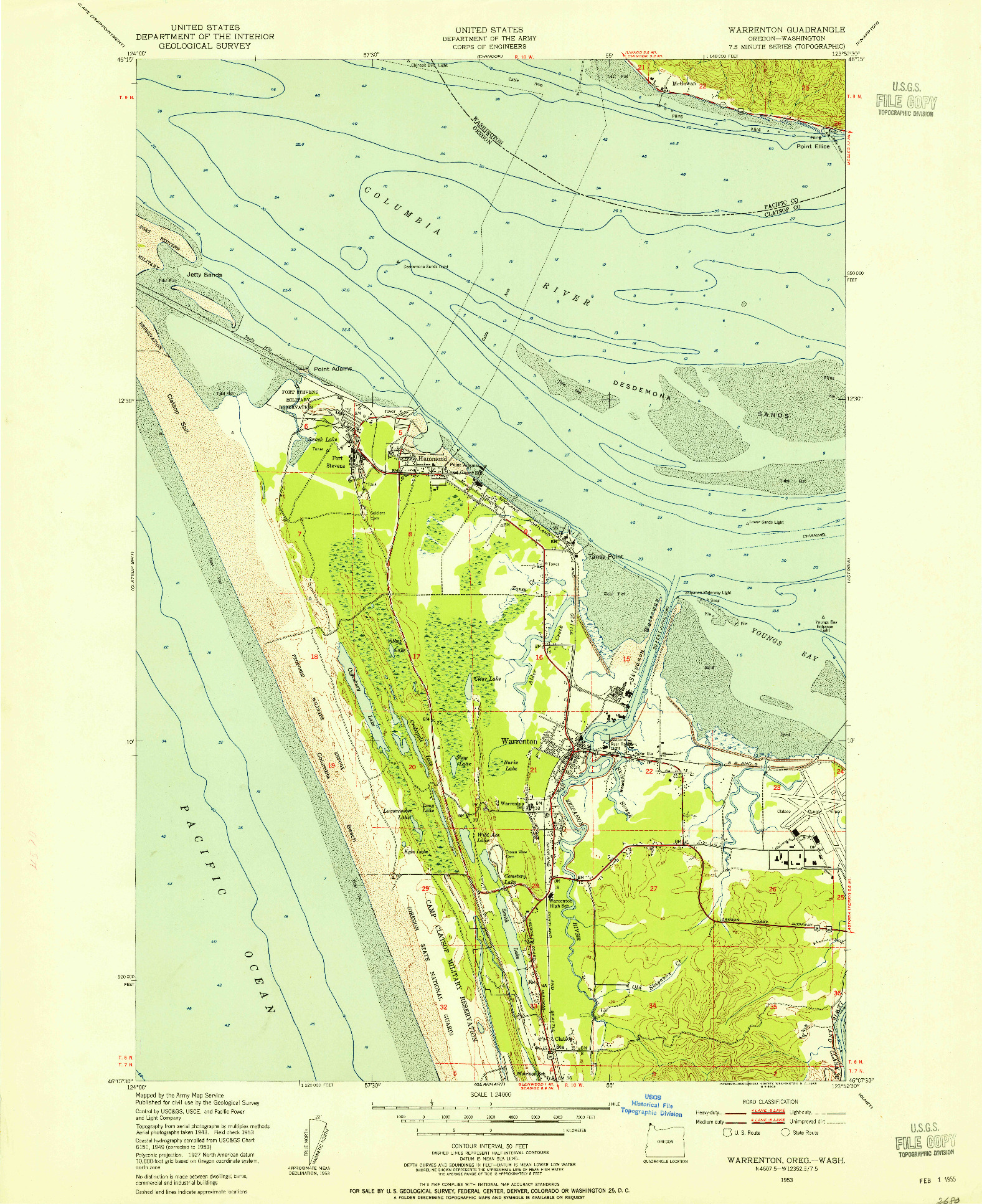 USGS 1:24000-SCALE QUADRANGLE FOR WARRENTON, OR 1953