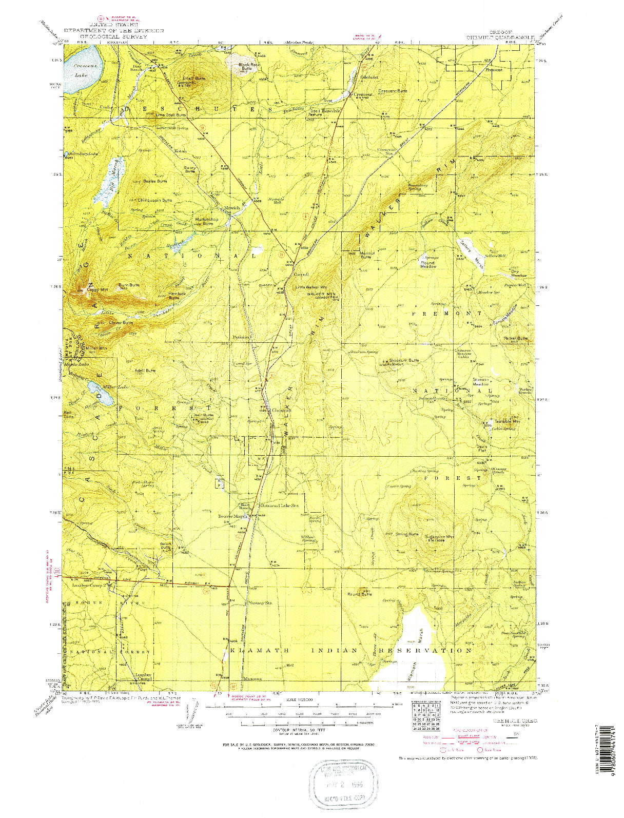 USGS 1:125000-SCALE QUADRANGLE FOR CHEMULT, OR 1935