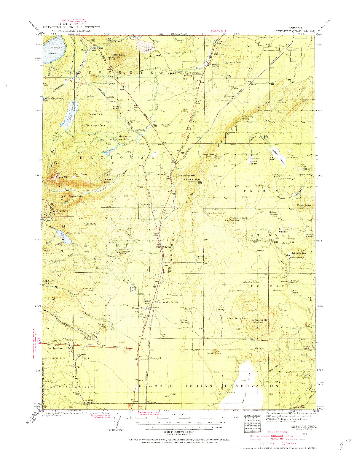 USGS 1:125000-SCALE QUADRANGLE FOR CHEMULT, OR 1935