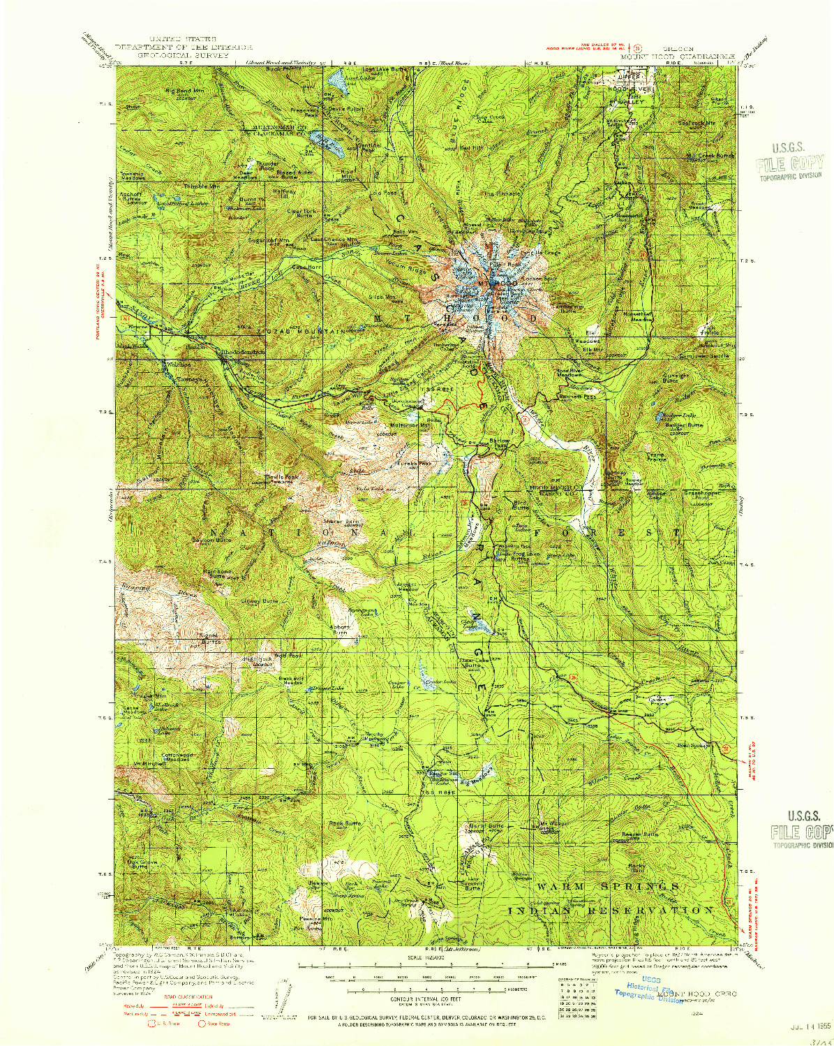 USGS 1:125000-SCALE QUADRANGLE FOR MOUNT HOOD, OR 1924