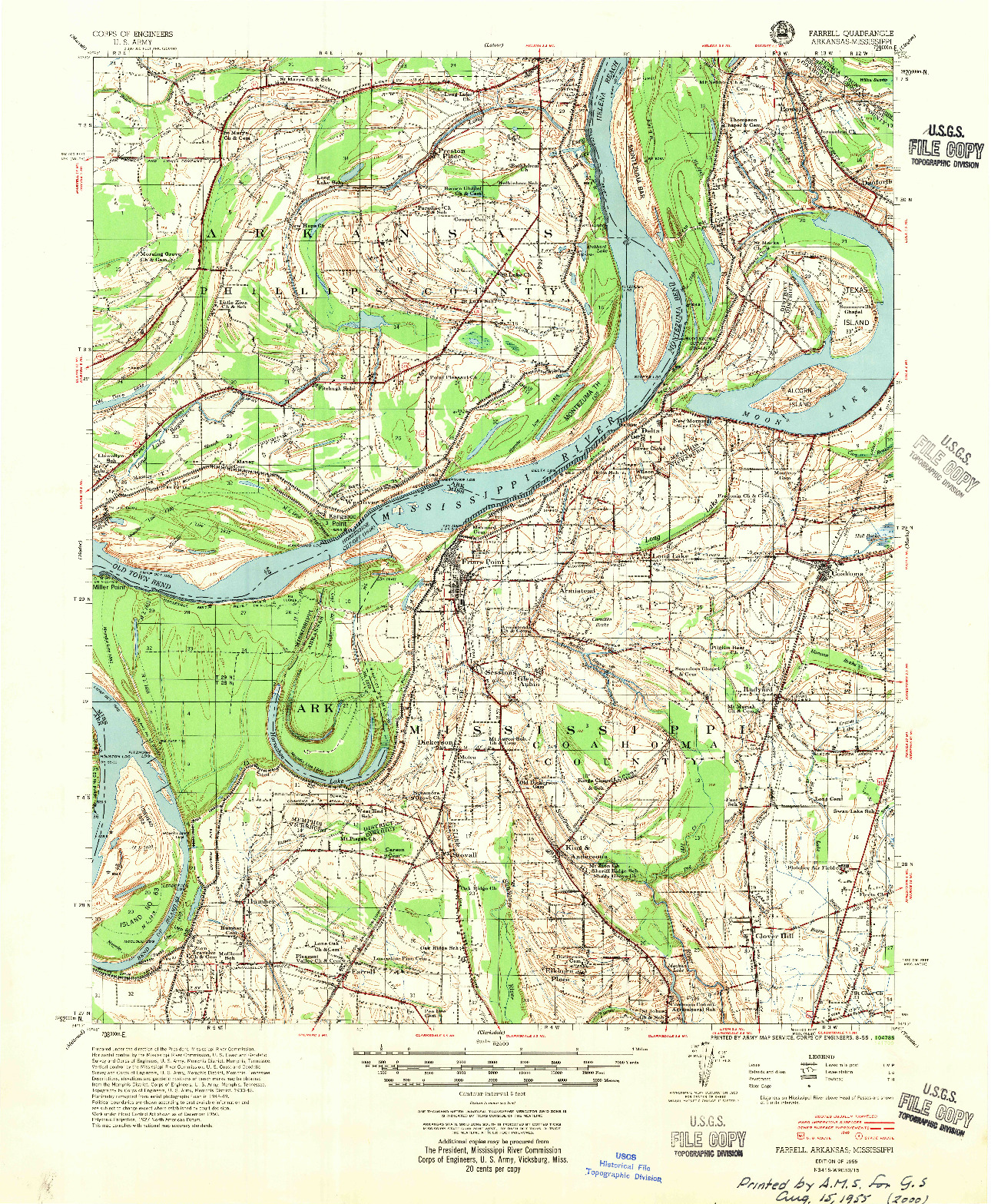 USGS 1:62500-SCALE QUADRANGLE FOR FARRELL, AR 1955