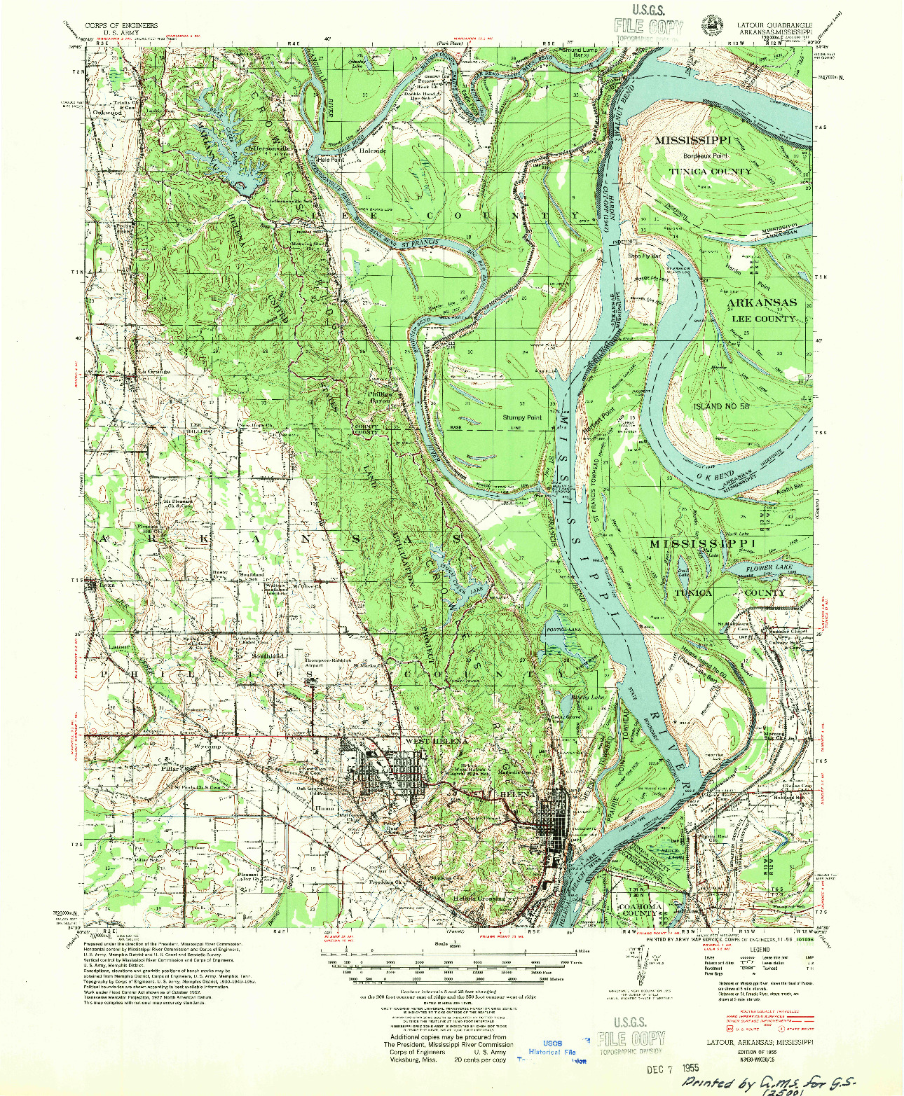 USGS 1:62500-SCALE QUADRANGLE FOR LATOUR, AR 1955
