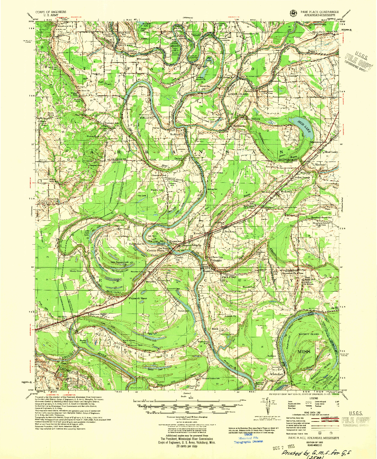 USGS 1:62500-SCALE QUADRANGLE FOR PARK PLACE, AR 1955