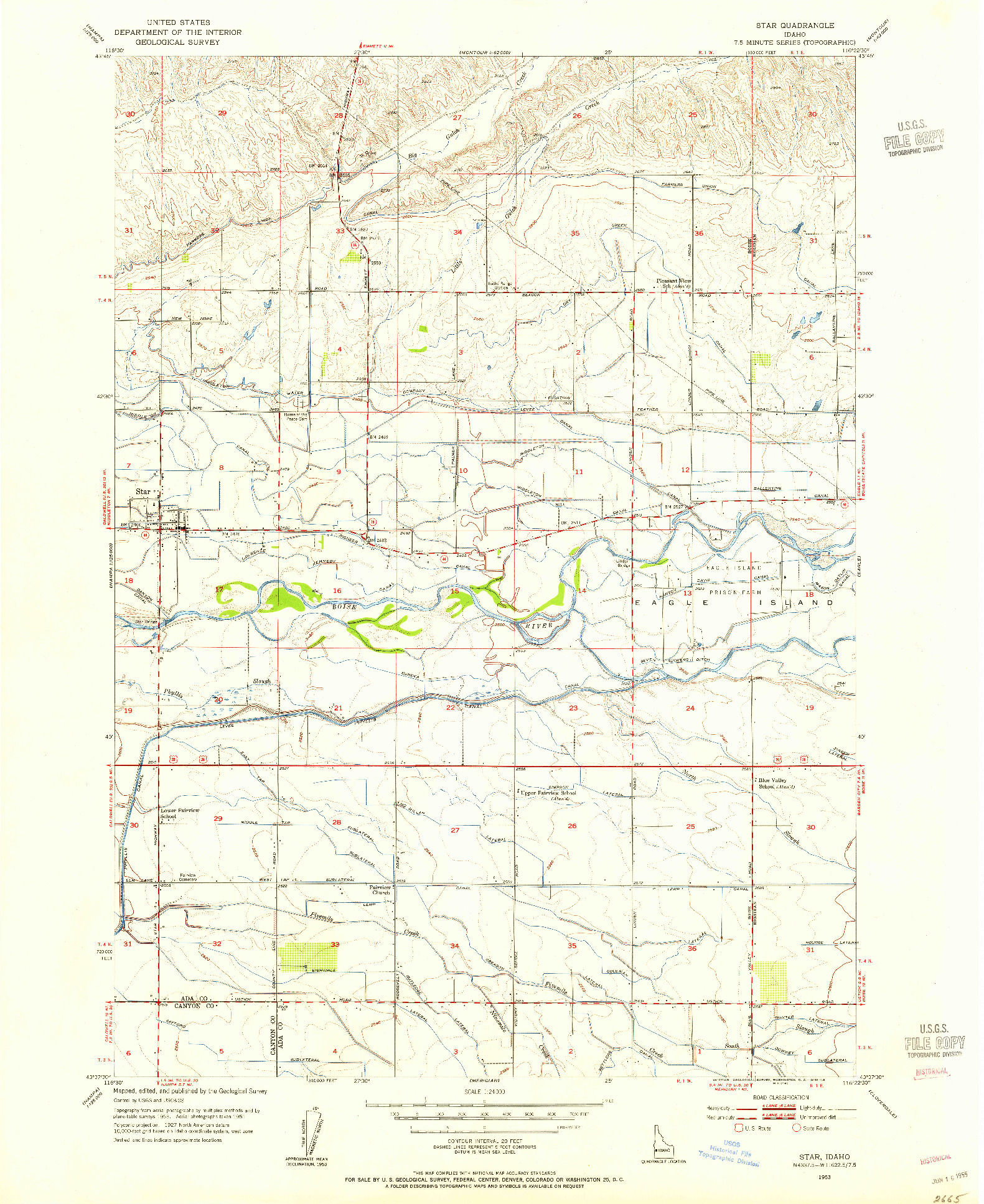 USGS 1:24000-SCALE QUADRANGLE FOR STAR, ID 1953