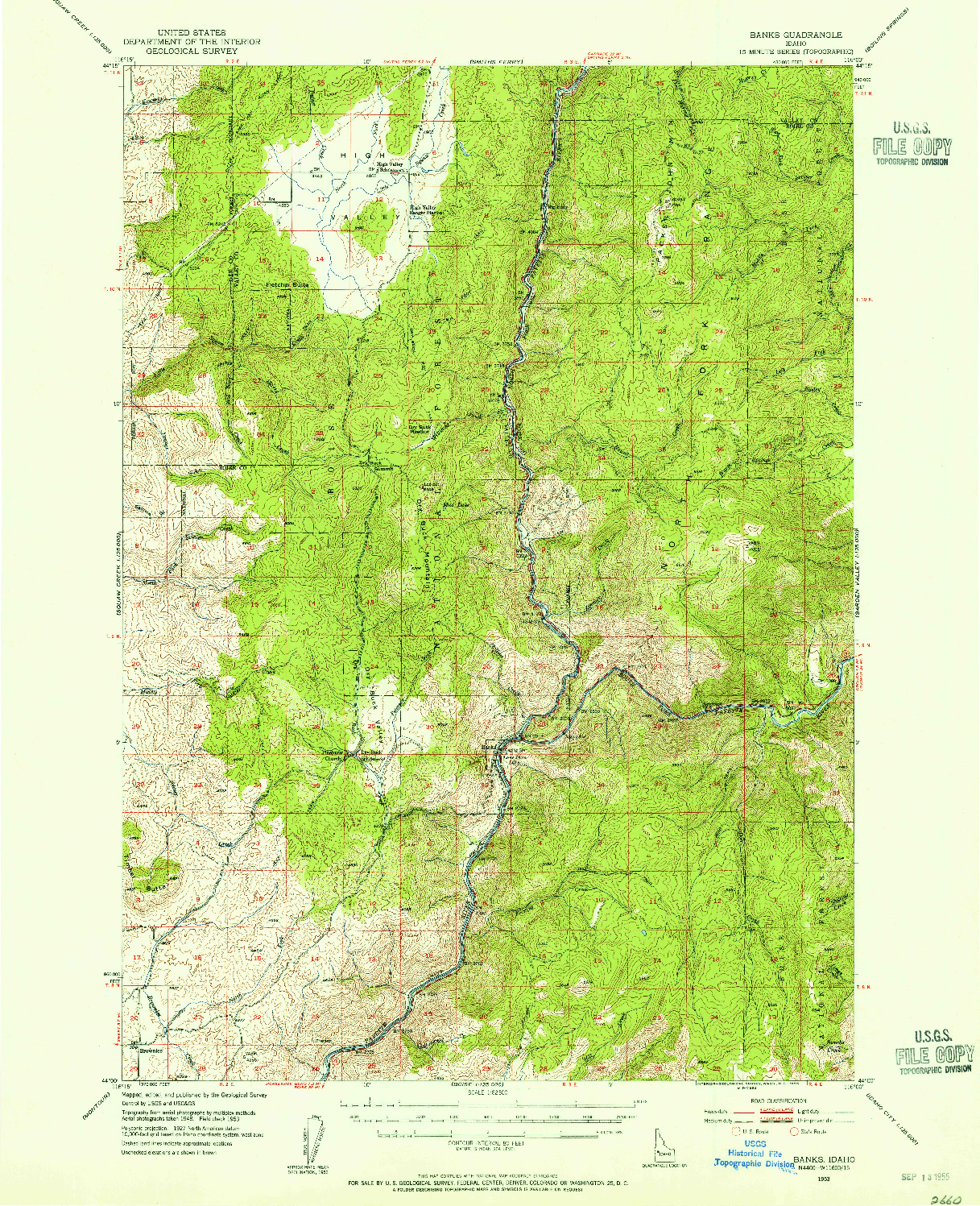 USGS 1:62500-SCALE QUADRANGLE FOR BANKS, ID 1953