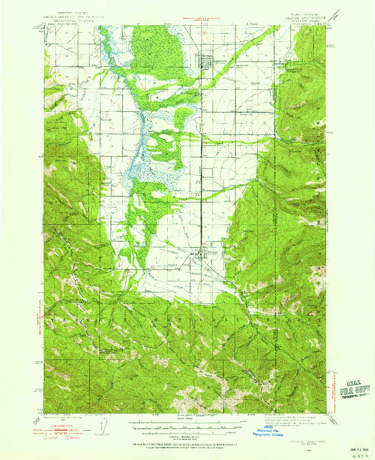 USGS 1:62500-SCALE QUADRANGLE FOR DRIGGS, ID 1943