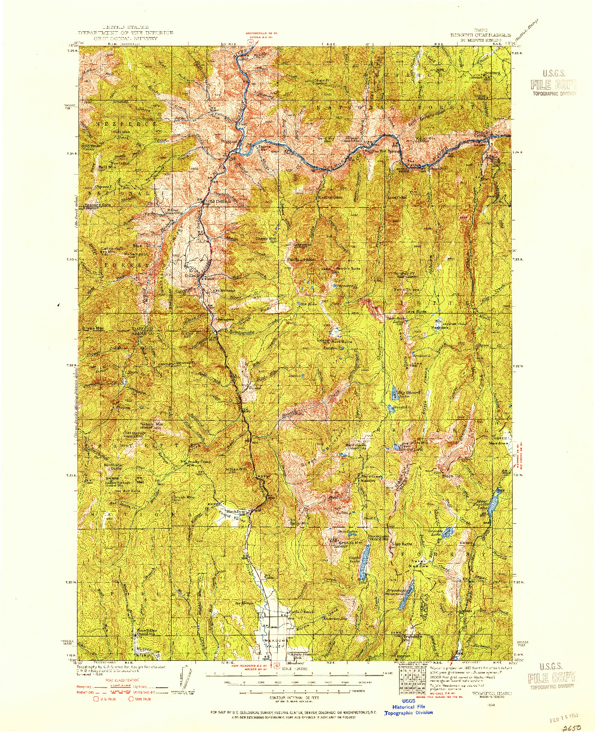 USGS 1:125000-SCALE QUADRANGLE FOR RIGGINS, ID 1938