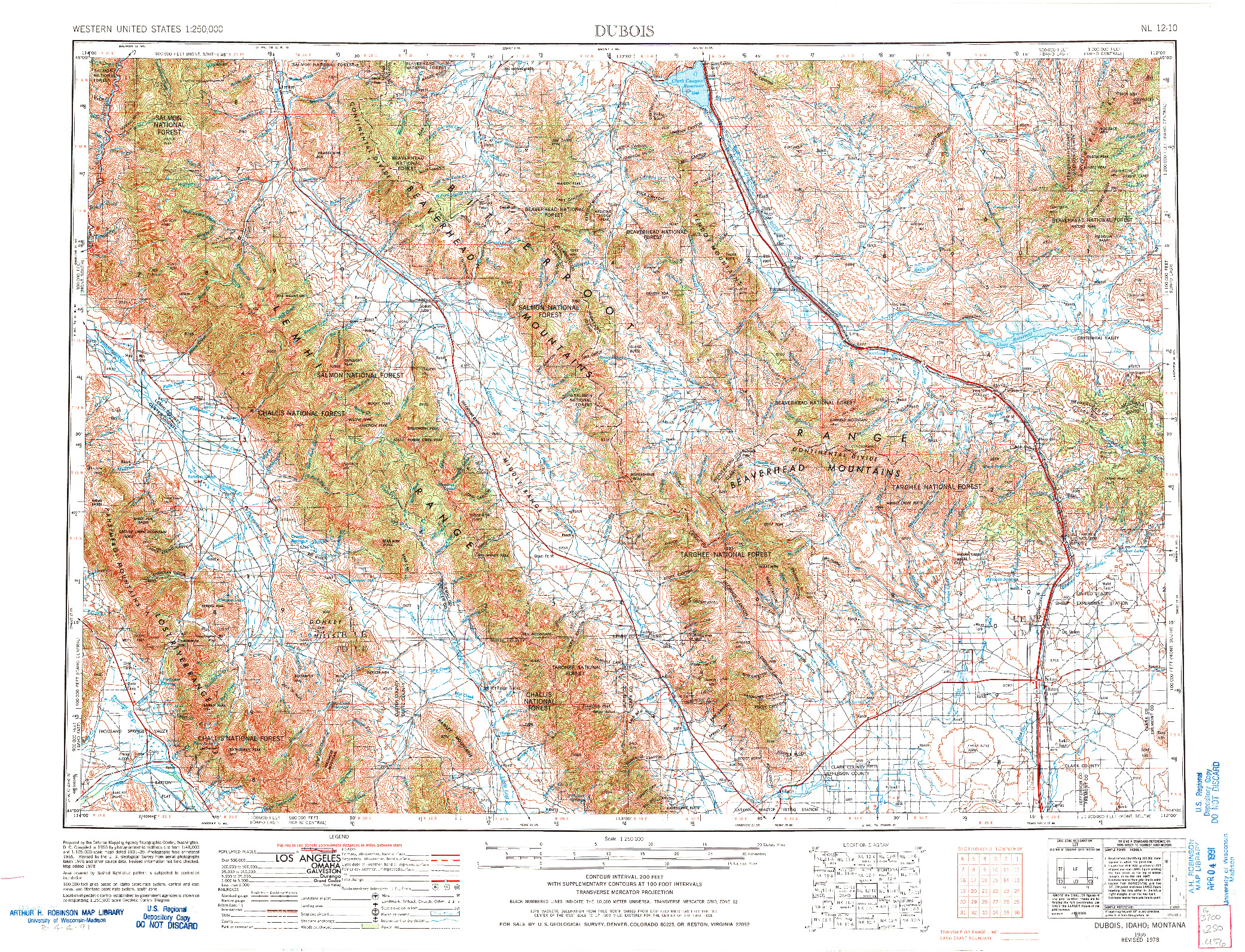 USGS 1:250000-SCALE QUADRANGLE FOR DUBOIS, ID 1955