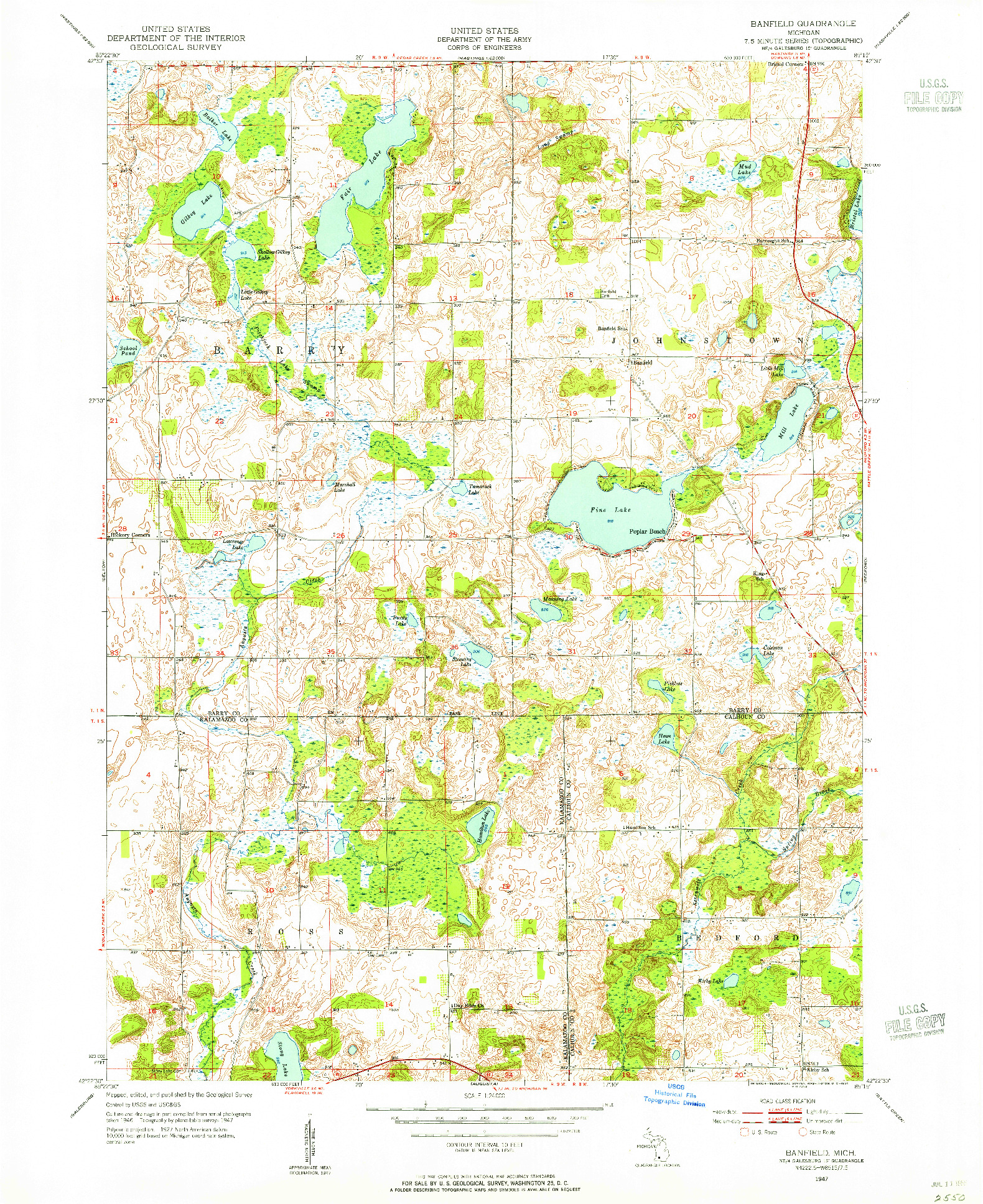 USGS 1:24000-SCALE QUADRANGLE FOR BANFIELD, MI 1947