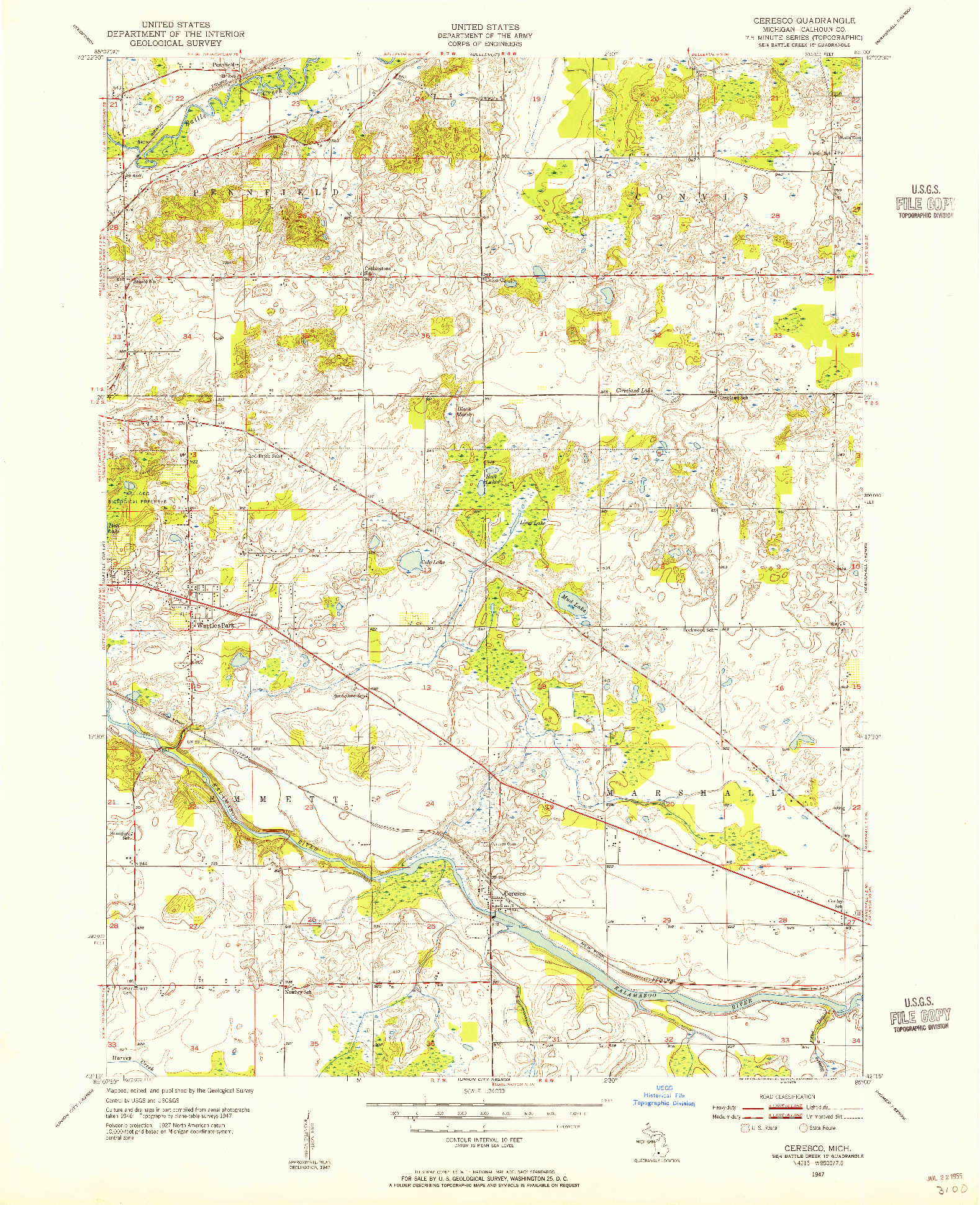USGS 1:24000-SCALE QUADRANGLE FOR CERESCO, MI 1947
