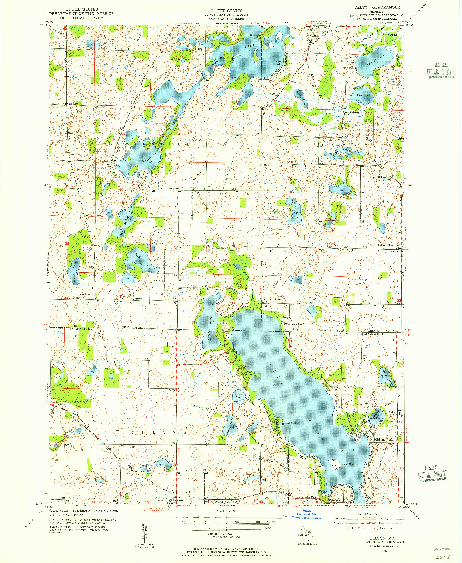 USGS 1:24000-SCALE QUADRANGLE FOR DELTON, MI 1947