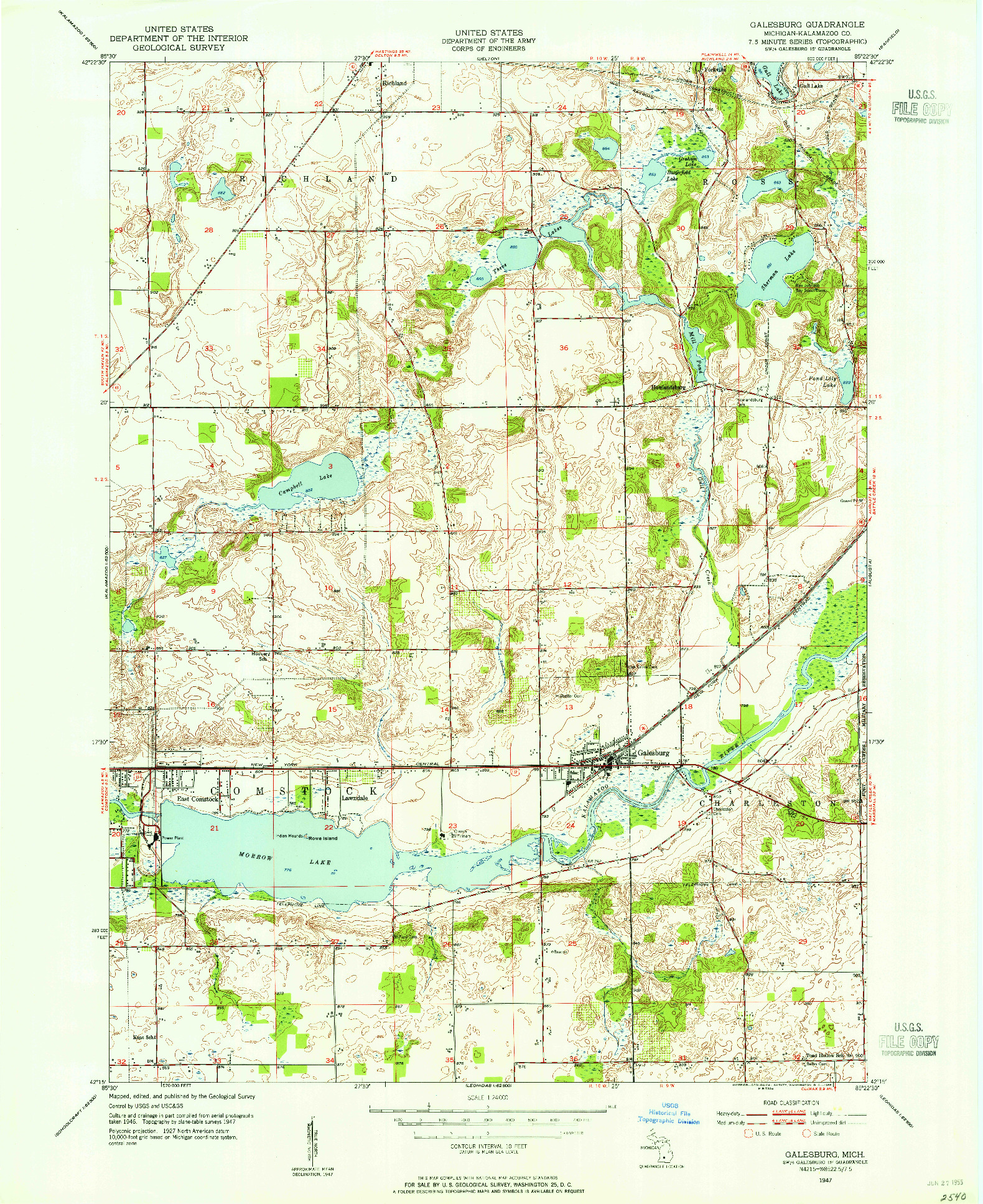 USGS 1:24000-SCALE QUADRANGLE FOR GALESBURG, MI 1947