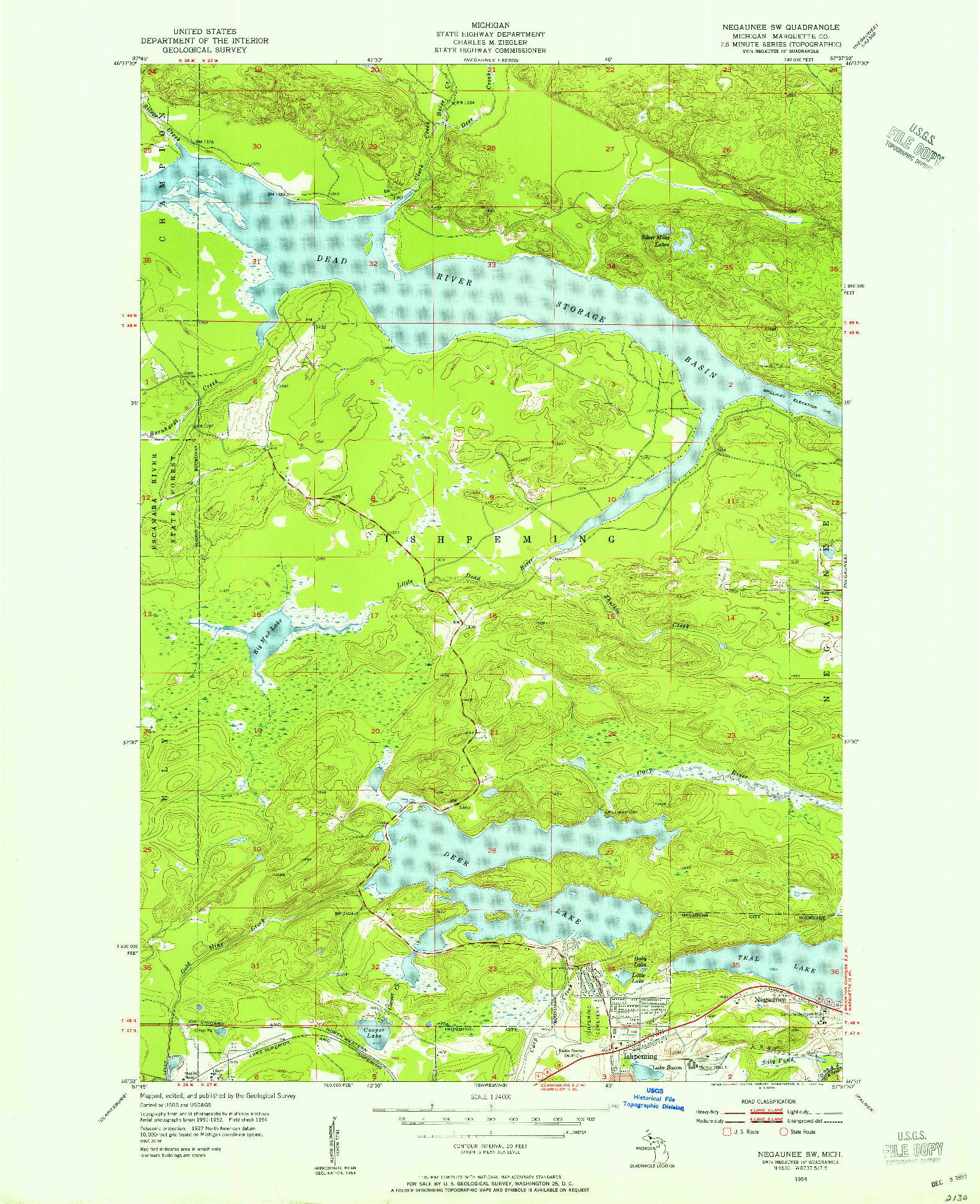 USGS 1:24000-SCALE QUADRANGLE FOR NEGAUNEE SW, MI 1954
