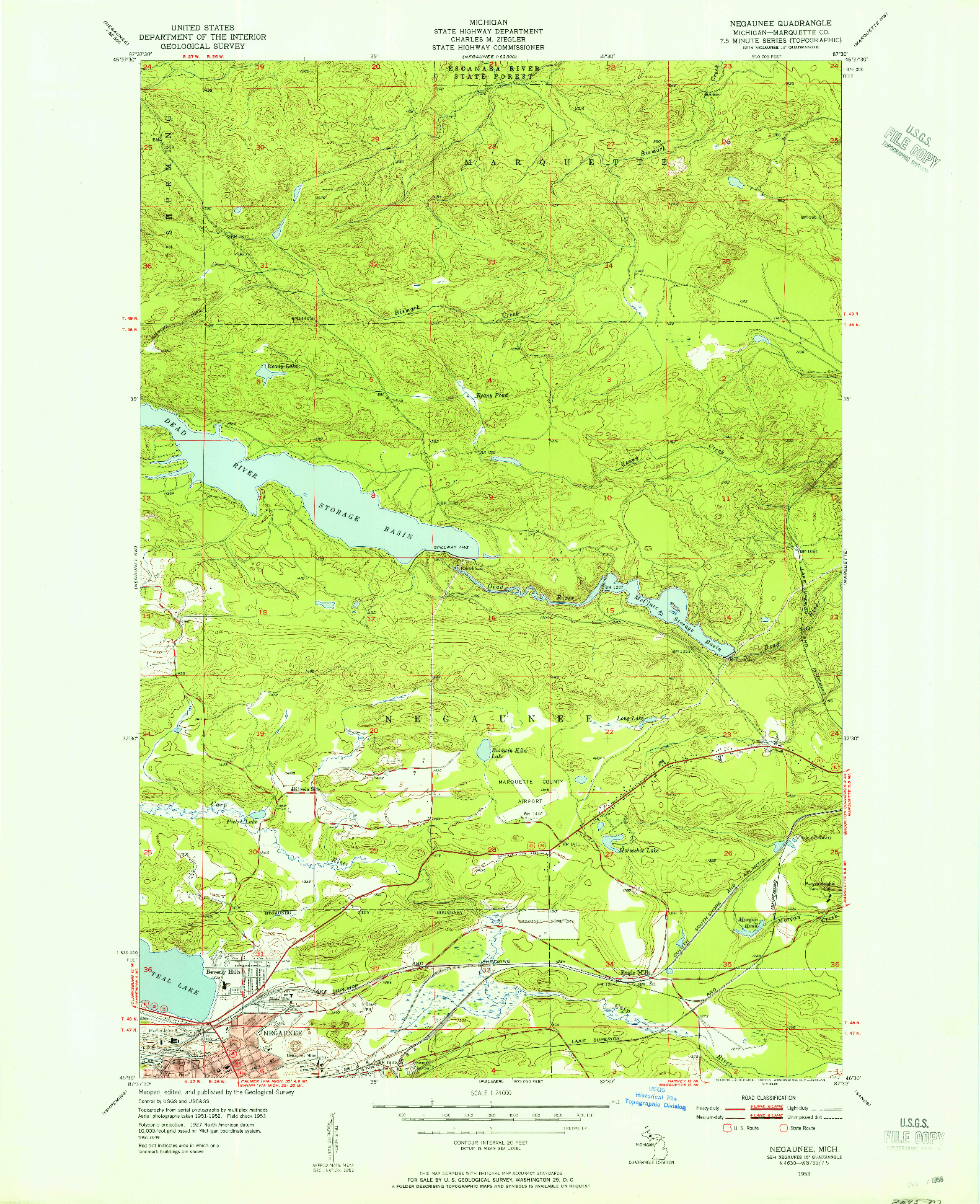 USGS 1:24000-SCALE QUADRANGLE FOR NEGAUNEE, MI 1953