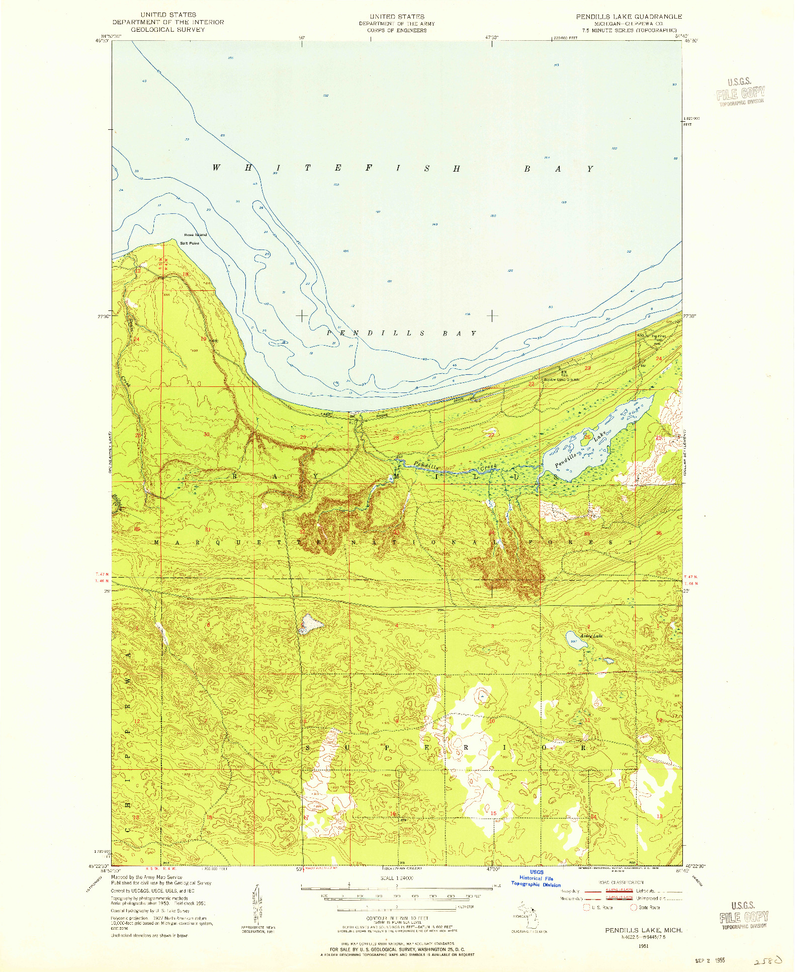 USGS 1:24000-SCALE QUADRANGLE FOR PENDILLS LAKE, MI 1951