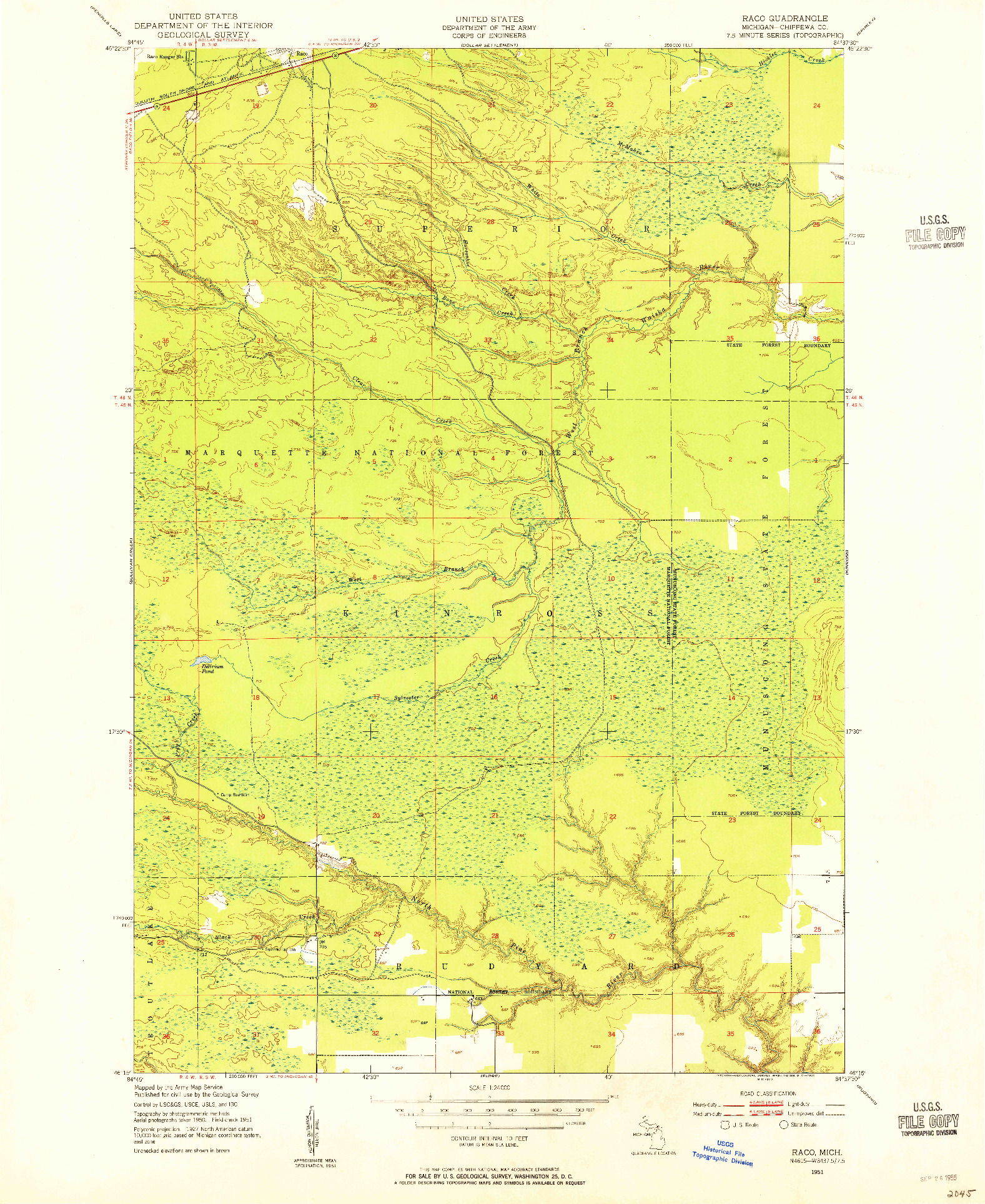 USGS 1:24000-SCALE QUADRANGLE FOR RACO, MI 1951