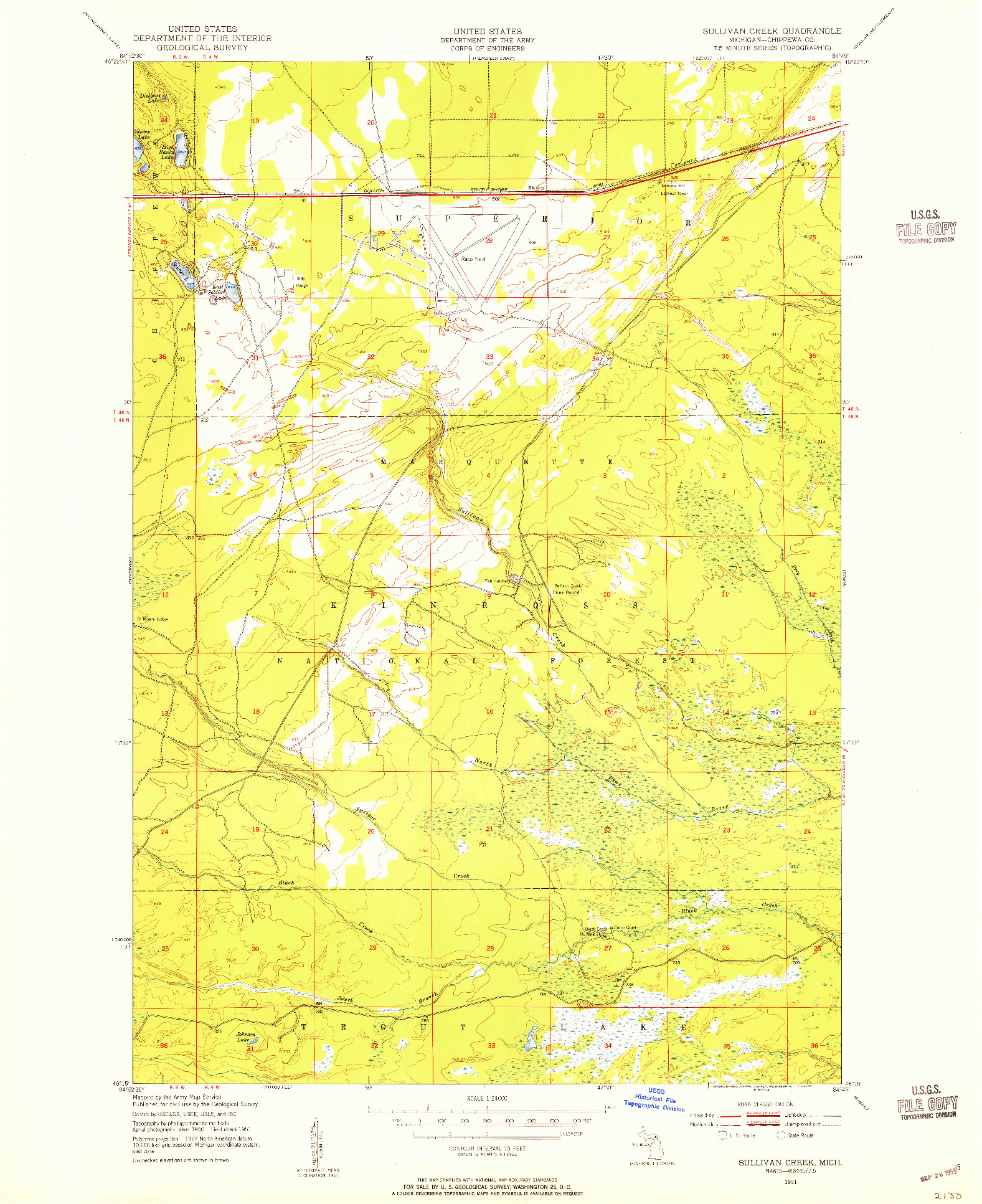 USGS 1:24000-SCALE QUADRANGLE FOR SULLIVAN CREEK, MI 1951
