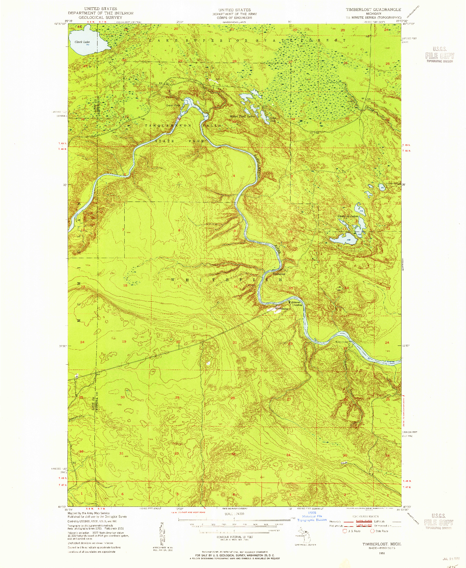 USGS 1:24000-SCALE QUADRANGLE FOR TIMBERLOST, MI 1951