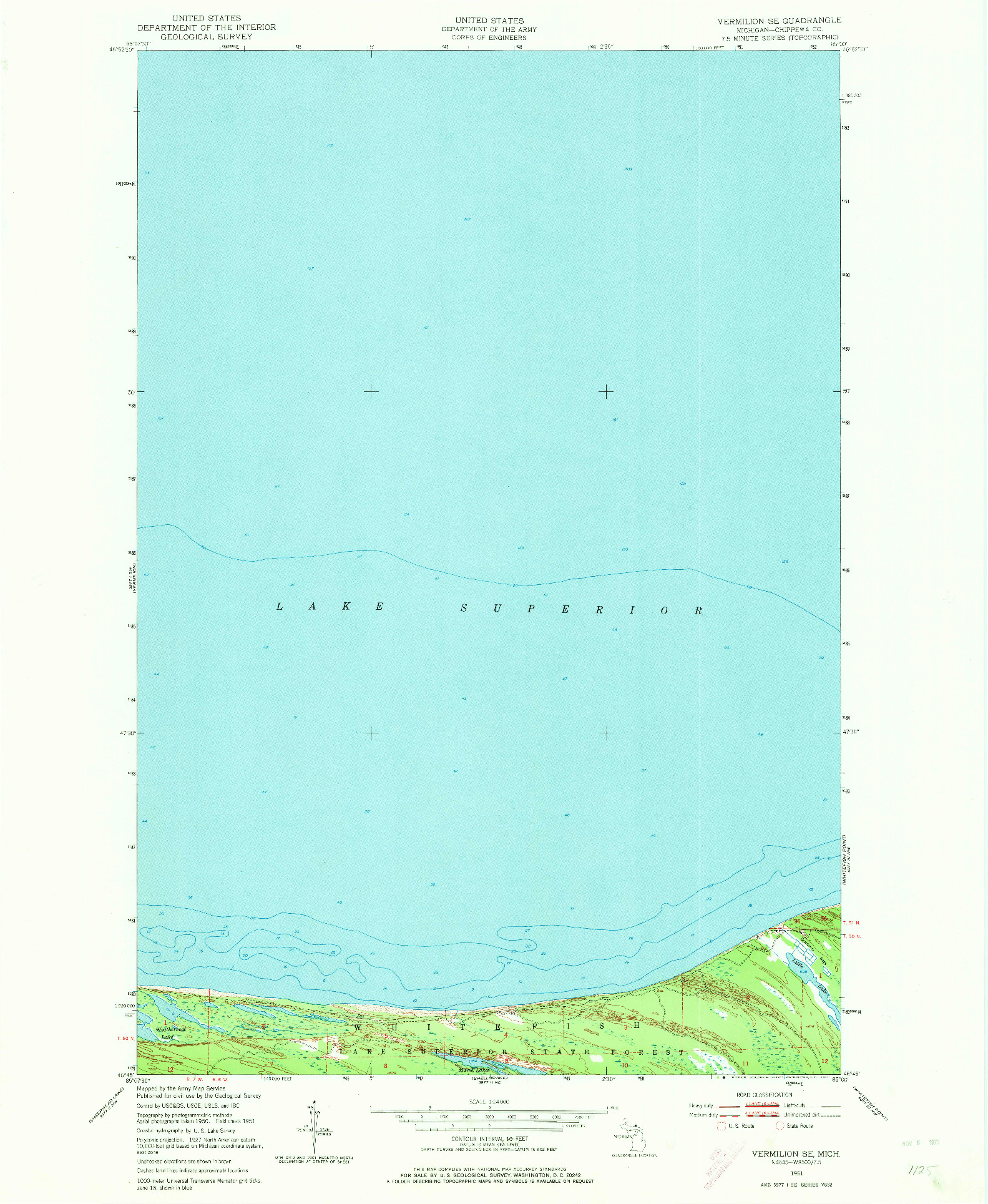 USGS 1:24000-SCALE QUADRANGLE FOR VERMILION SE, MI 1951