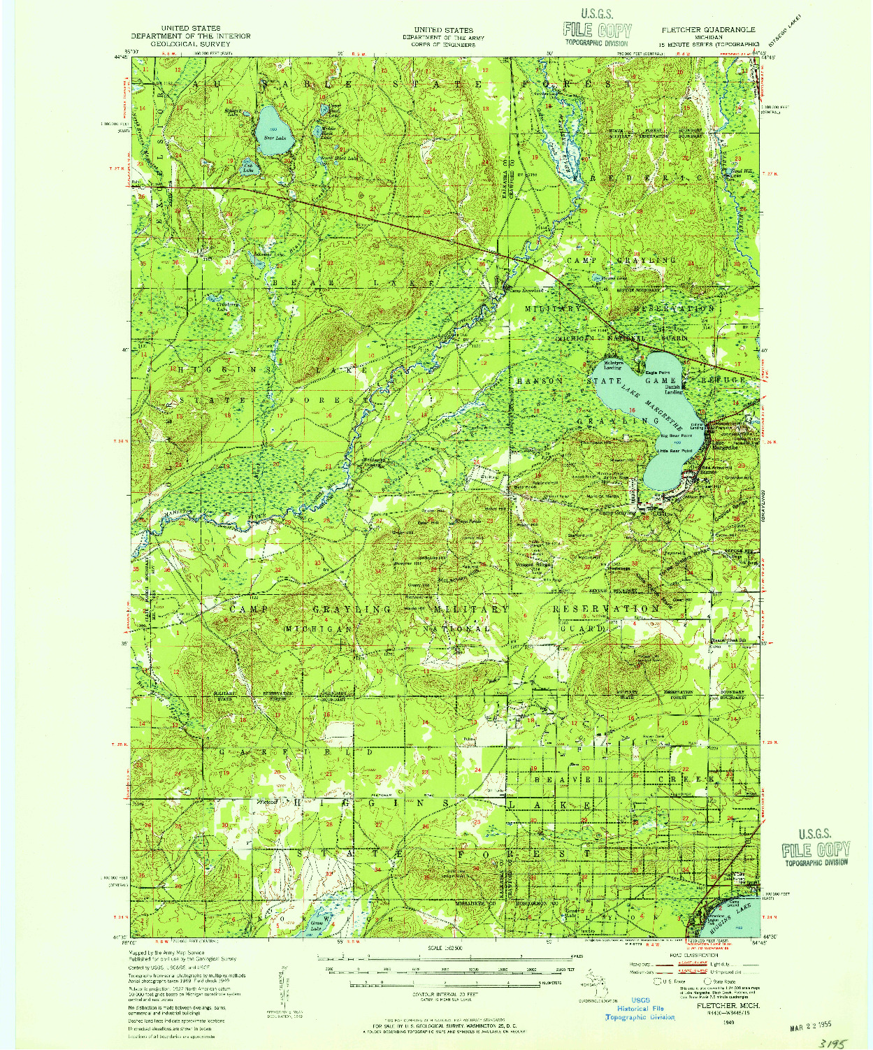 USGS 1:62500-SCALE QUADRANGLE FOR FLETCHER, MI 1949