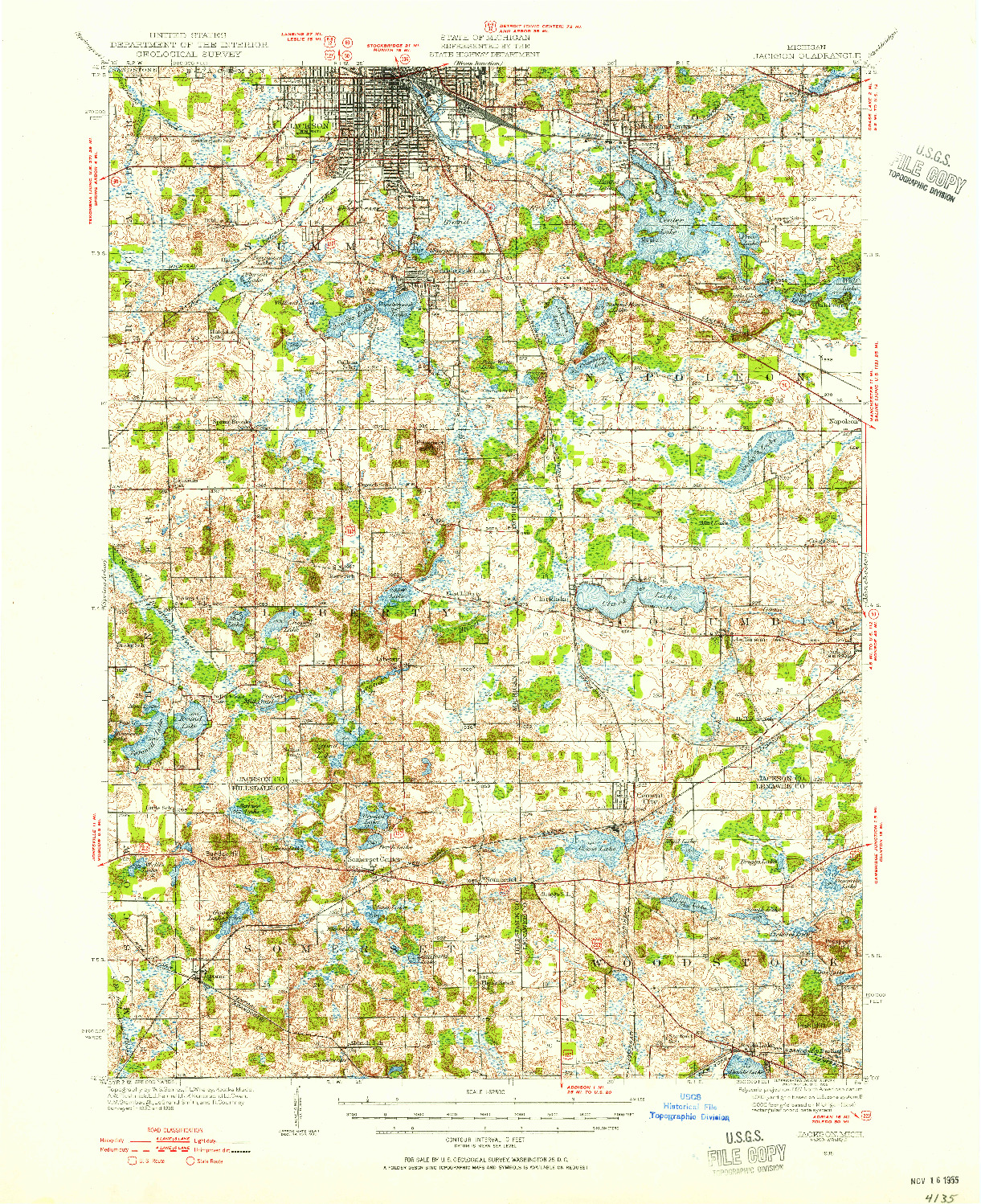 USGS 1:62500-SCALE QUADRANGLE FOR JACKSON, MI 1935