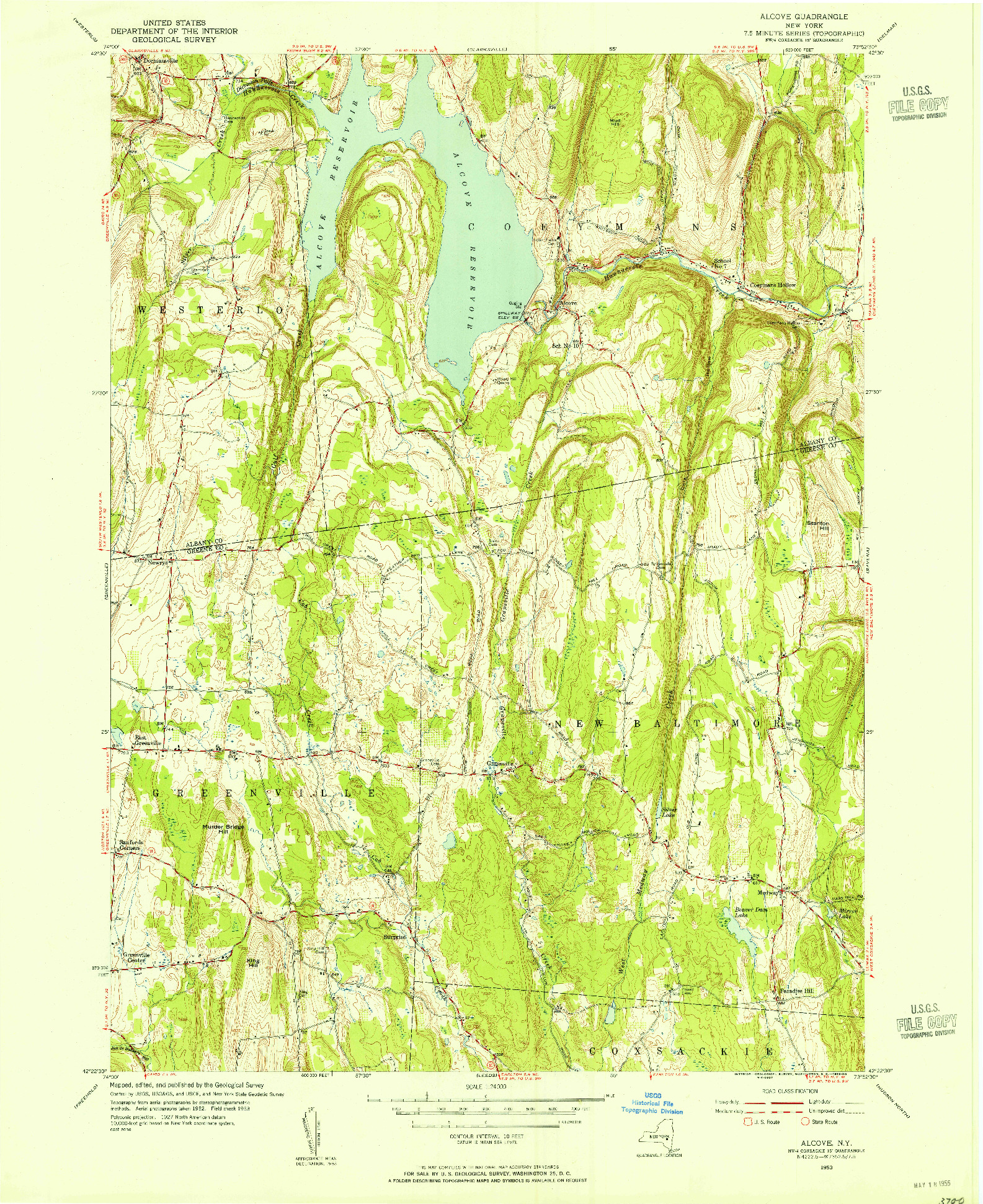 USGS 1:24000-SCALE QUADRANGLE FOR ALCOVE, NY 1953