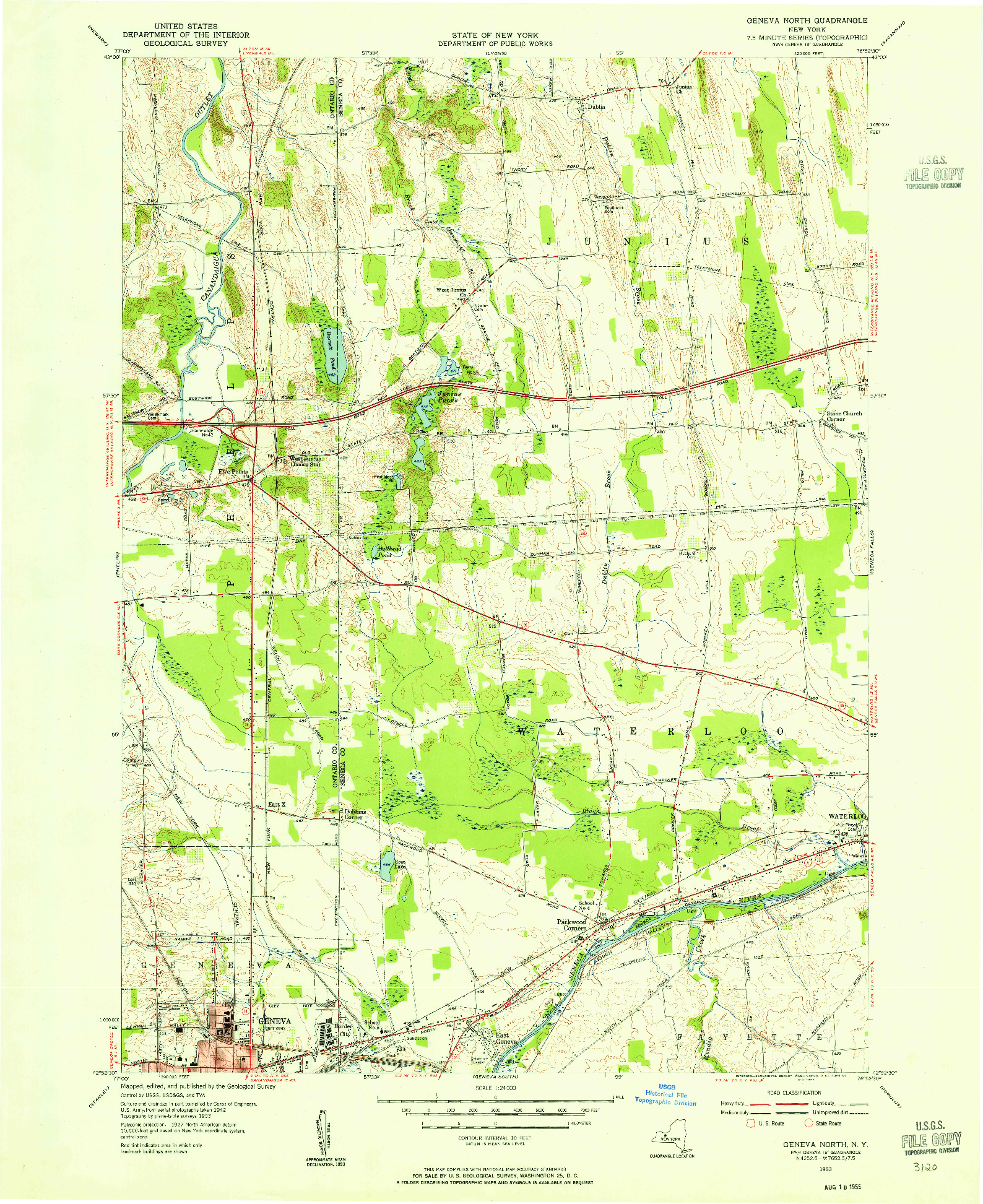 USGS 1:24000-SCALE QUADRANGLE FOR GENEVA NORTH, NY 1953