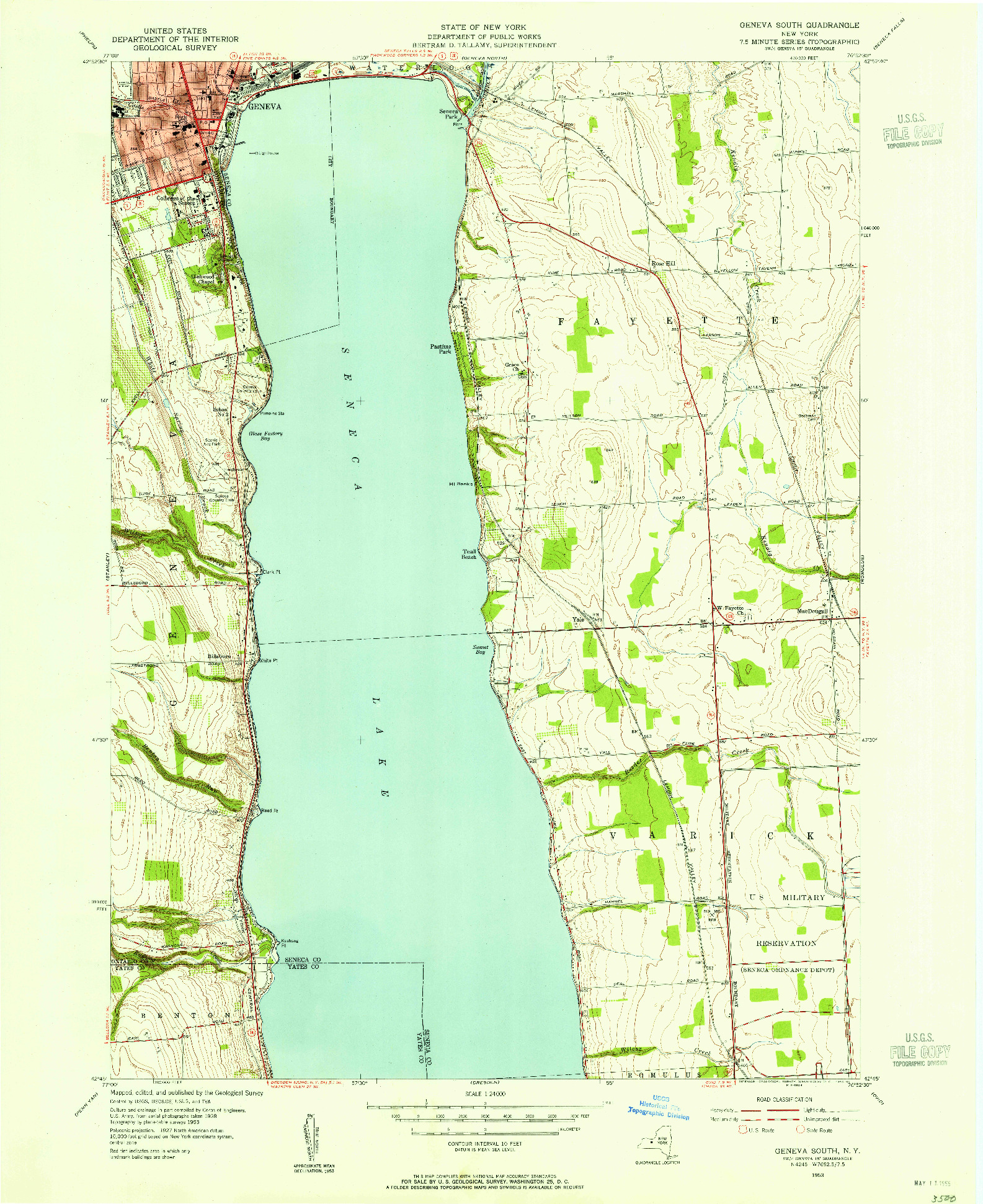 USGS 1:24000-SCALE QUADRANGLE FOR GENEVA SOUTH, NY 1953