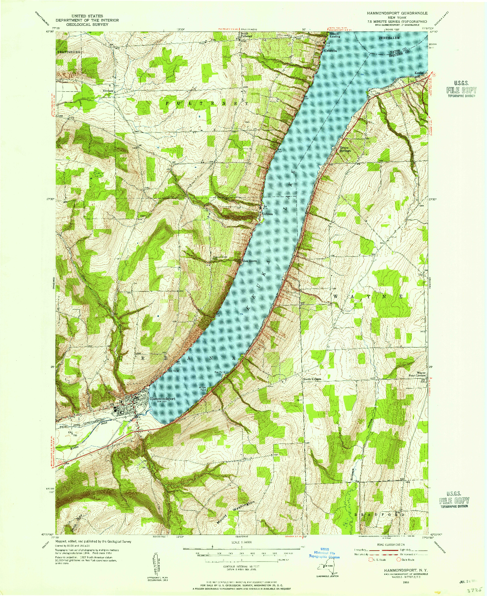 USGS 1:24000-SCALE QUADRANGLE FOR HAMMONDSPORT, NY 1953