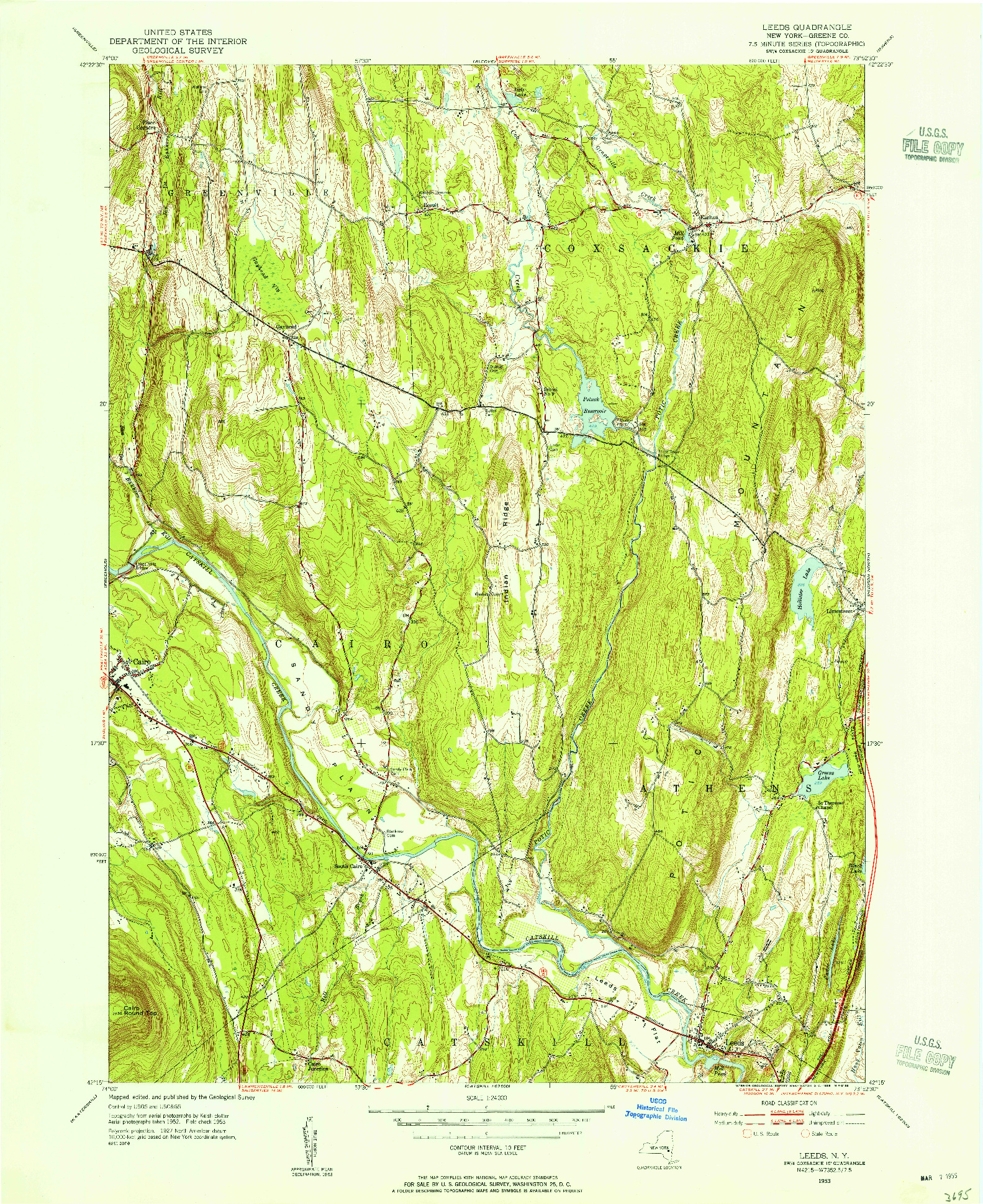 USGS 1:24000-SCALE QUADRANGLE FOR LEEDS, NY 1953