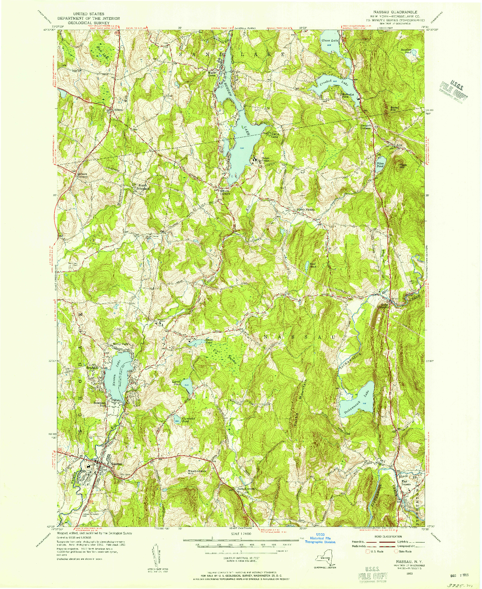 USGS 1:24000-SCALE QUADRANGLE FOR NASSAU, NY 1953