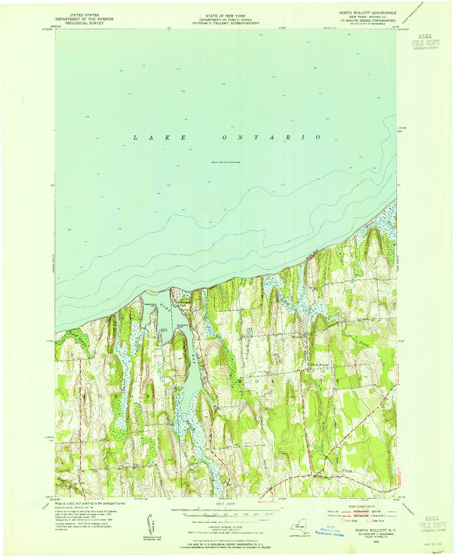 USGS 1:24000-SCALE QUADRANGLE FOR NORTH WOLCOTT, NY 1953