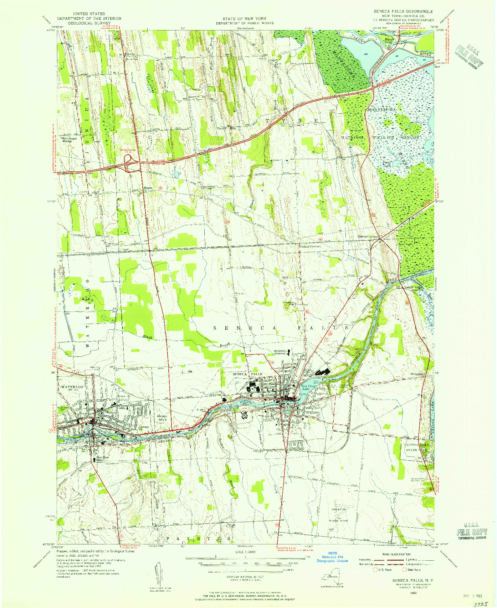 USGS 1:24000-SCALE QUADRANGLE FOR SENECA FALLS, NY 1953