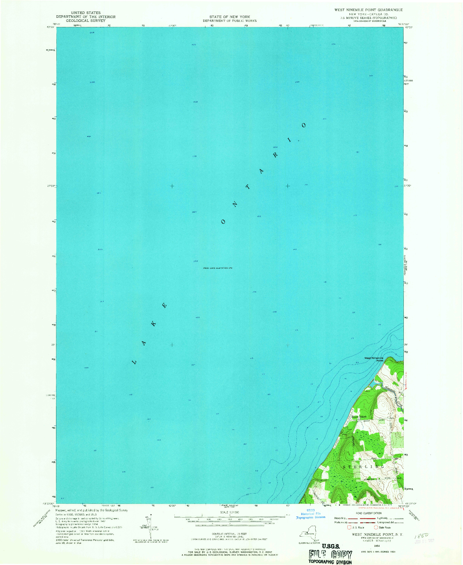 USGS 1:24000-SCALE QUADRANGLE FOR WEST NINEMILE POINT, NY 1954