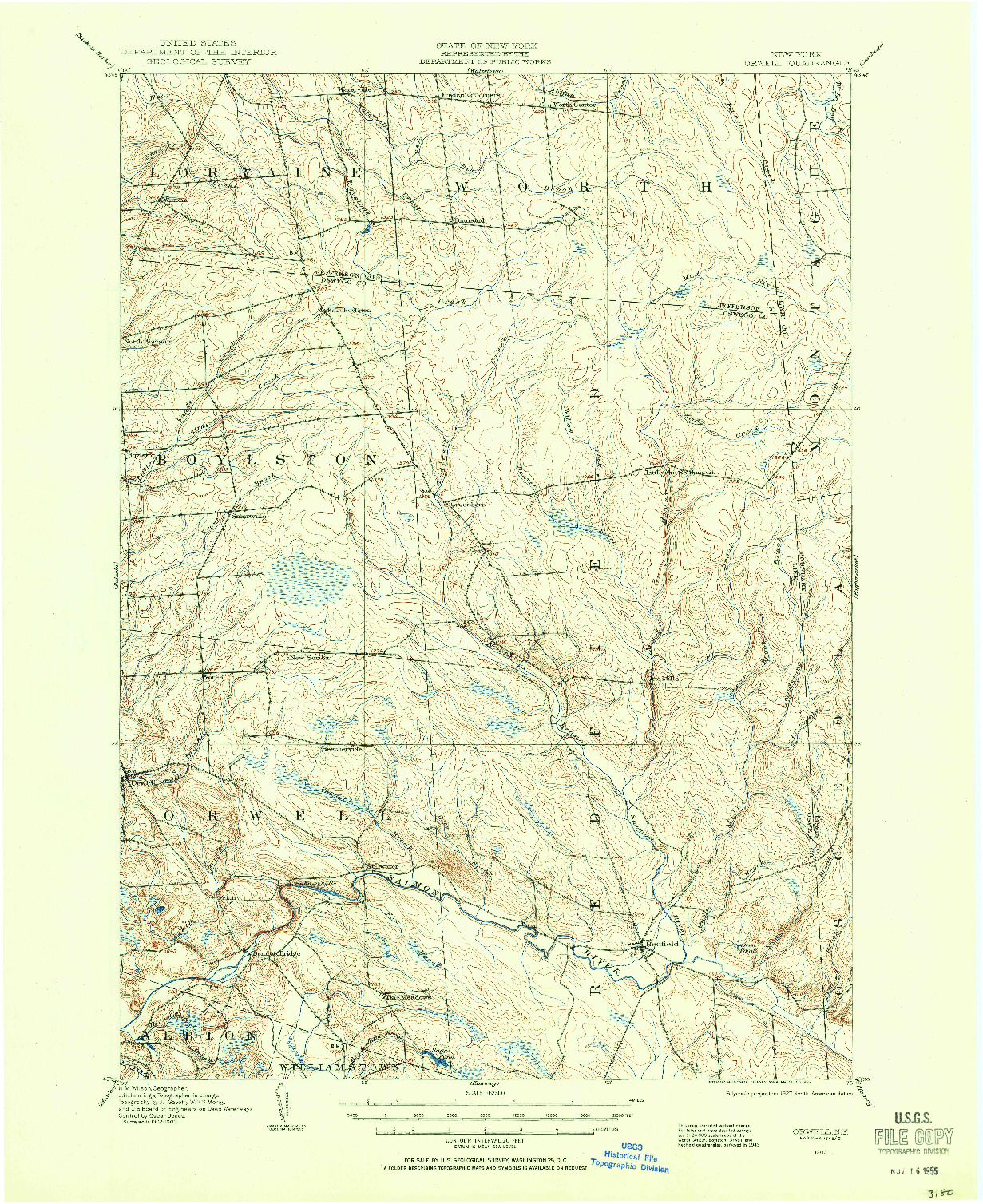 USGS 1:62500-SCALE QUADRANGLE FOR ORWELL, NY 1903