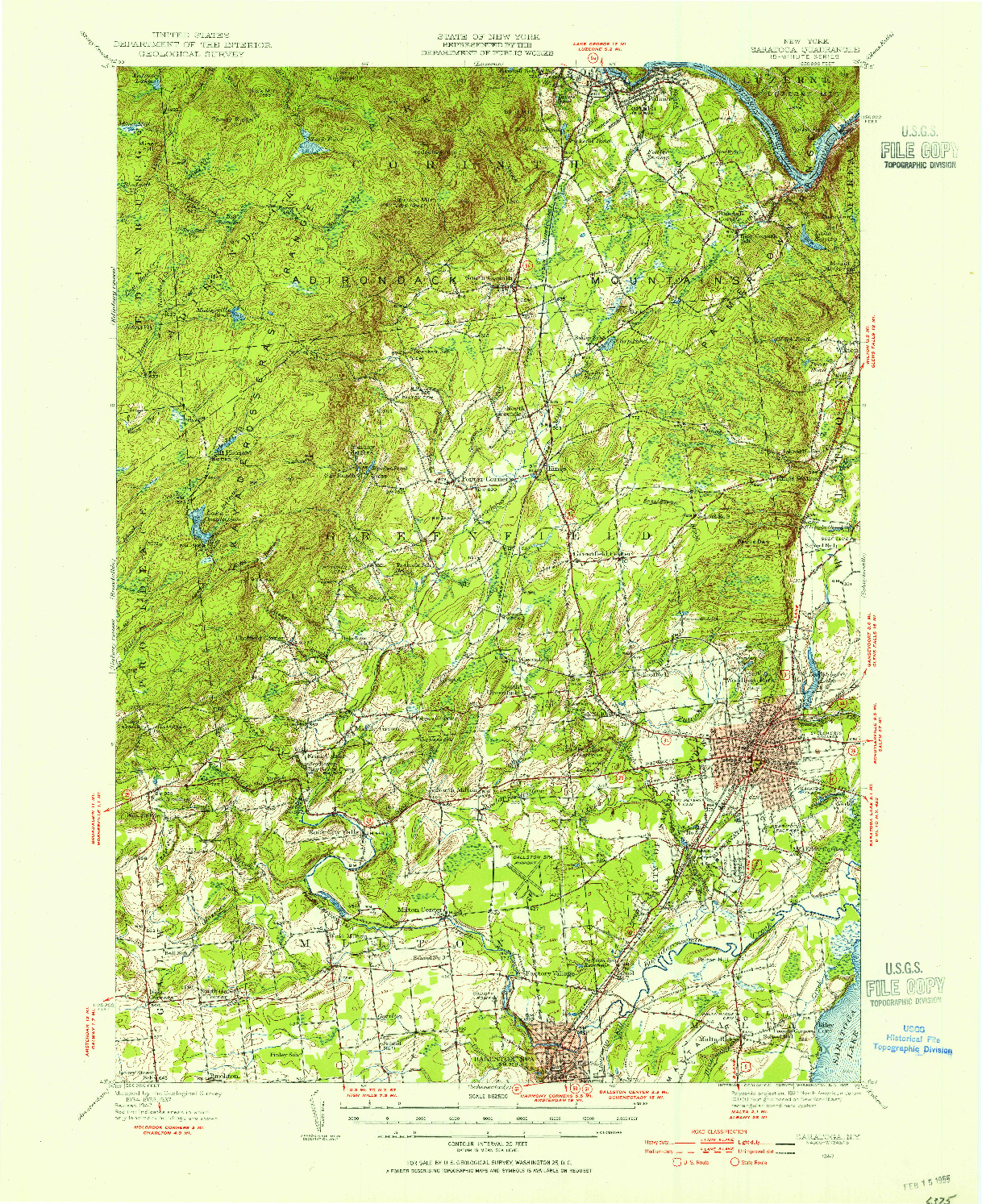 USGS 1:62500-SCALE QUADRANGLE FOR SARATOGA, NY 1947