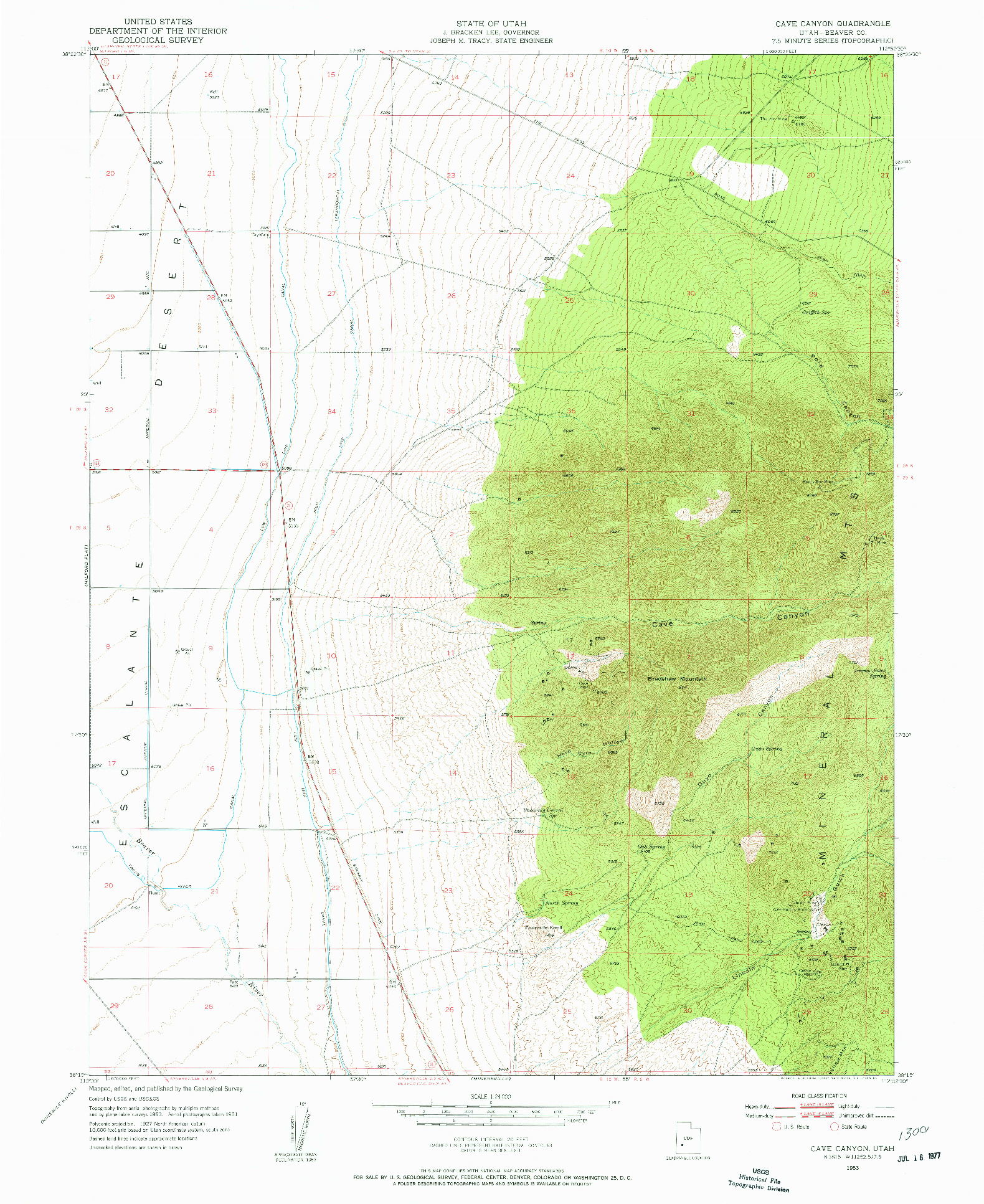 USGS 1:24000-SCALE QUADRANGLE FOR CAVE CANYON, UT 1953