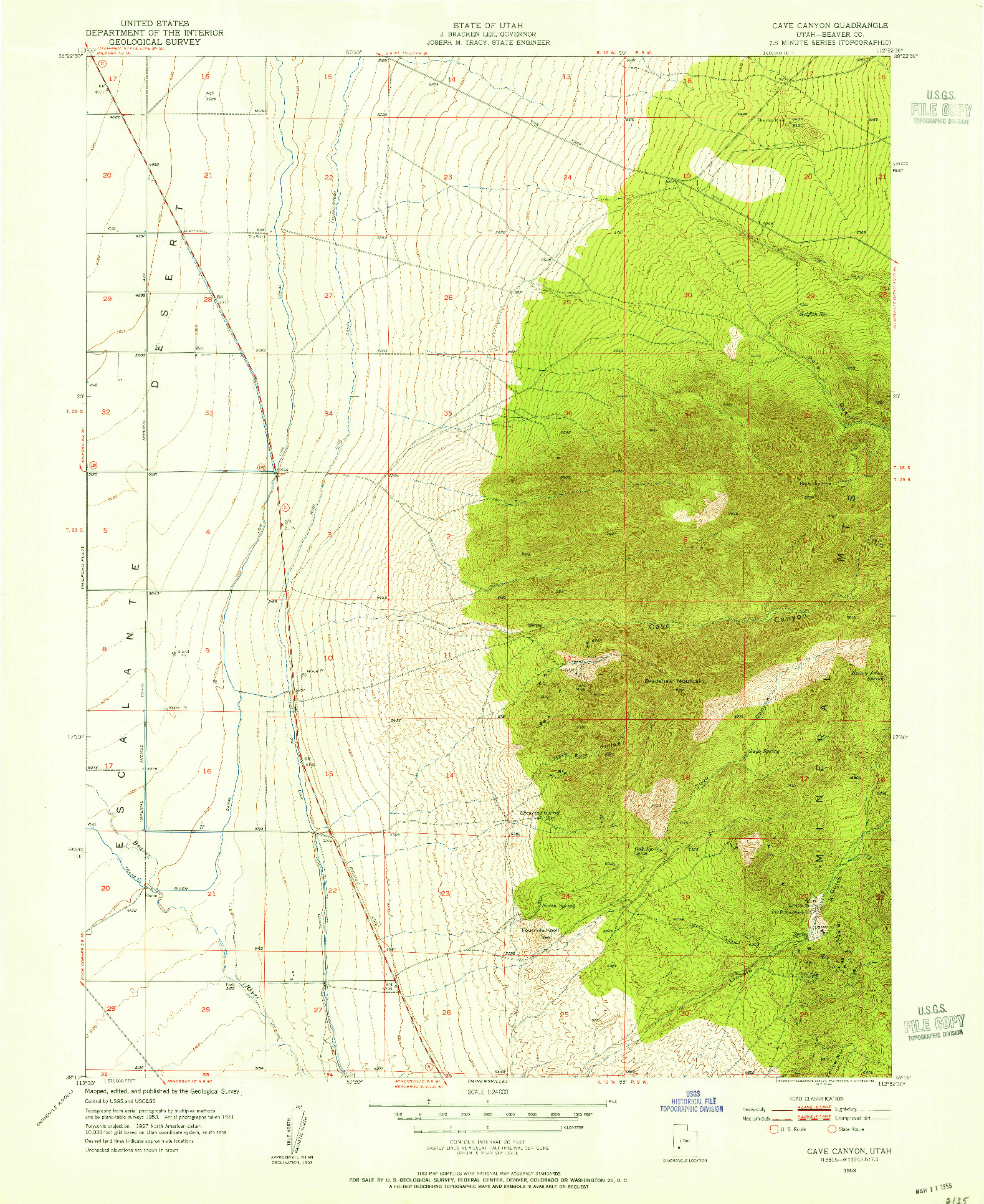 USGS 1:24000-SCALE QUADRANGLE FOR CAVE CANYON, UT 1953